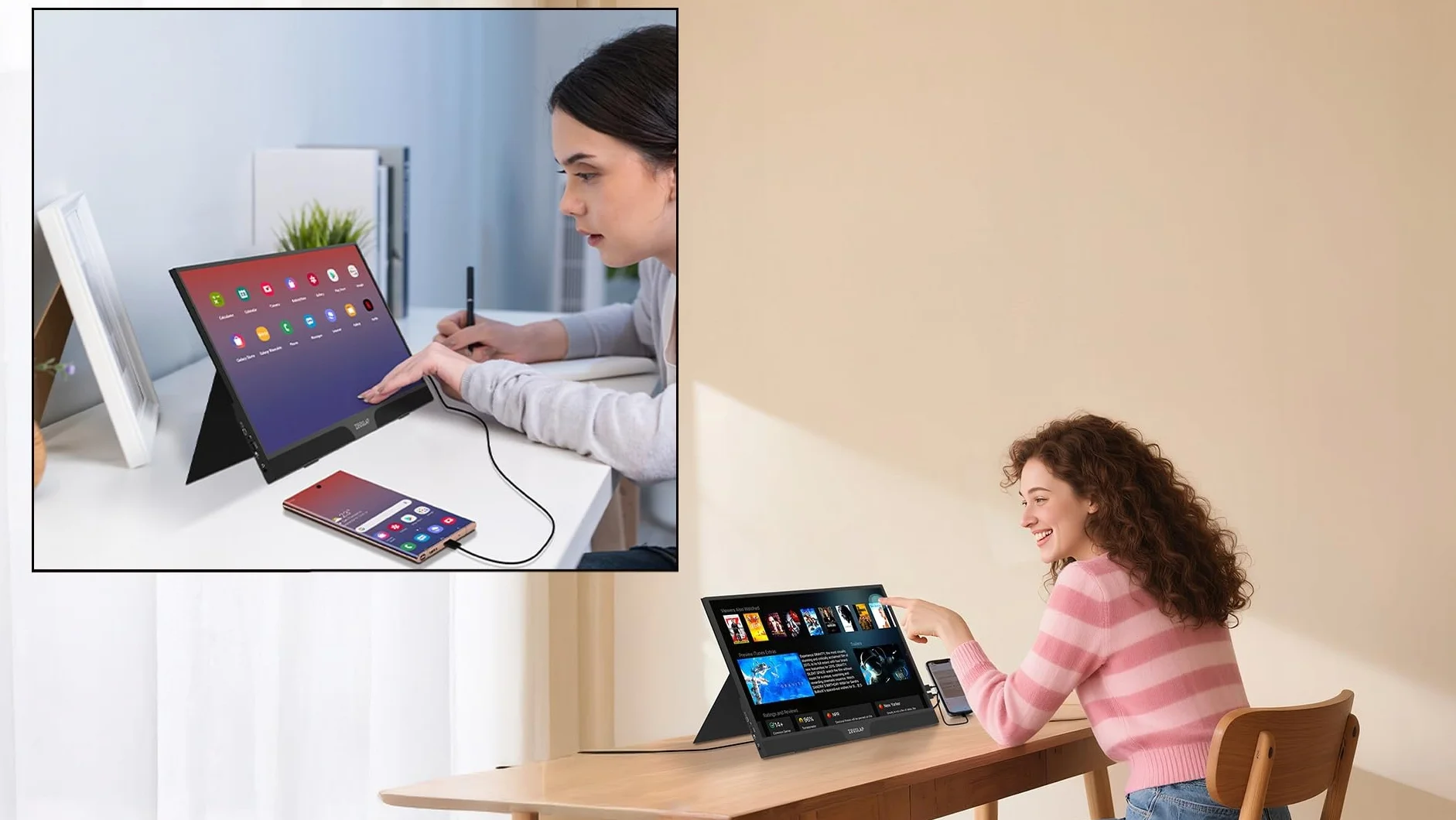 ZEUSLAP Z15ST Przenośny Monitor Dotykowy 15,6" FHD IPS 1920x1080 Full HD USB-C HDMI Ekran Dotykowy 10-Punktowy Monitor do Laptopa Telefonu Konsoli Pracy Rozrywki Multimediów