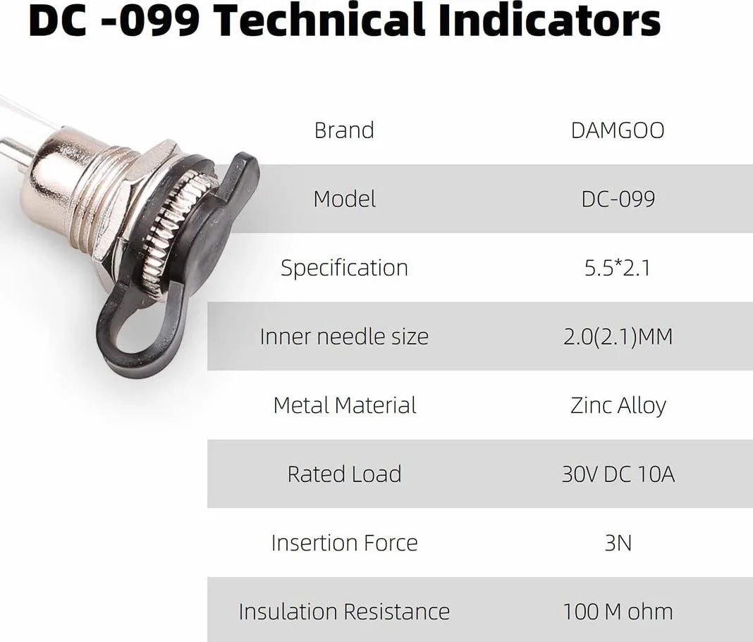 RUNCCI-YUN 20 szt. 5,5 x 2,1 mm DC Power Jack gniazdo żeńskie panel montowany wtyk adapter niskonapięciowy złącze wtykowe DC wtyczka pusta z pyłoszczelną nasadką