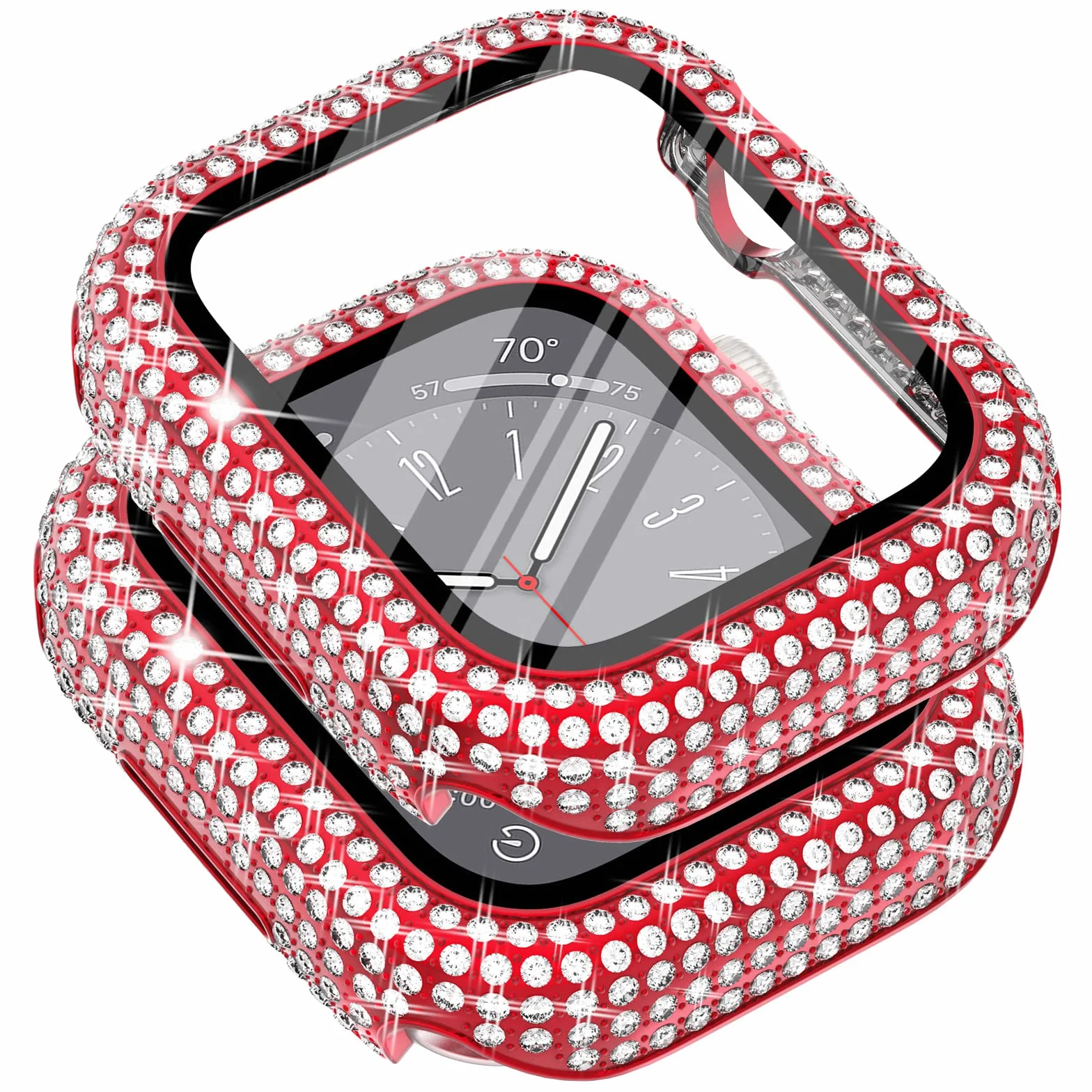 Surace Etui kompatybilne z Apple Watch 40 mm, 300 diamentów, z osłoną ekranu do Apple Watch serii 6/5/4/3/2/1, błyszczące etui ochronne ze szkła hartowanego, osłona ochronna na 38 mm, 40 mm, 42 mm, 44