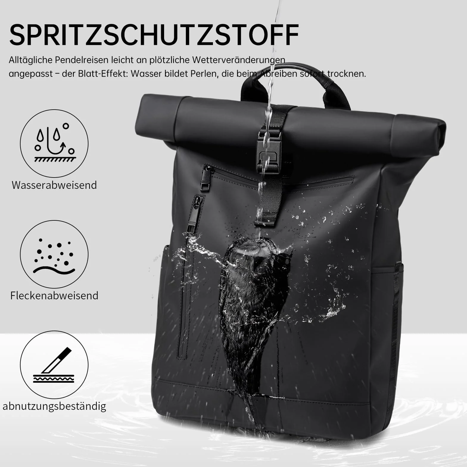 Rolltop plecak dla mężczyzn i kobiet, duży plecak na laptopa, wodoszczelny, z kieszenią na komputer, 16", plecak szkolny, plecak podróżny, bagaż podręczny, samolot, do pracy, na podróż