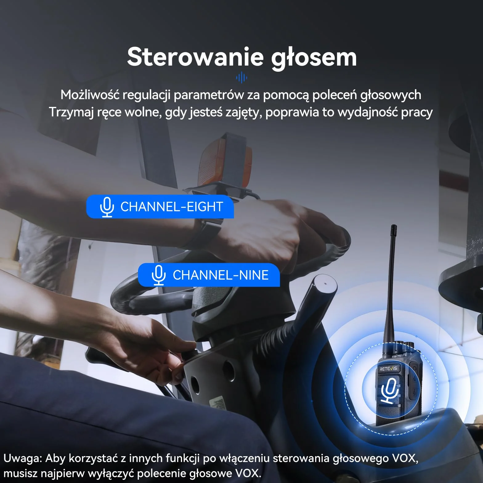 Retevis C64 Walkie Talkies Dwupasmowe krótkofalówki dalekiego zasiegu, Inteligentne Rozpoznawanie Głosu, Redukcja Szumów, Przenośne Radio ze Słuchawkami do Restauracji, Hoteli (Czarne, 4 szt)