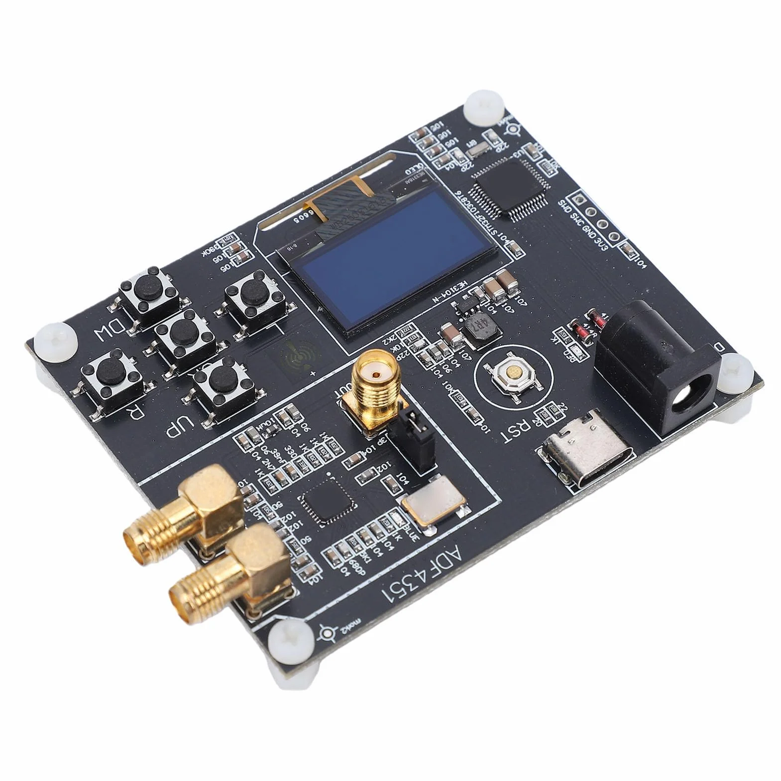 Focket ADF4351 Moduł z synchronizacją Fazy Płytka Syntezatora Częstotliwości RF 35 MHz–4,4 GHz, Szerokopasmowy Generator Sygnału RF PLL z Wyświetlaczem i Wyjściem SMA do Testowania Komunikacji i