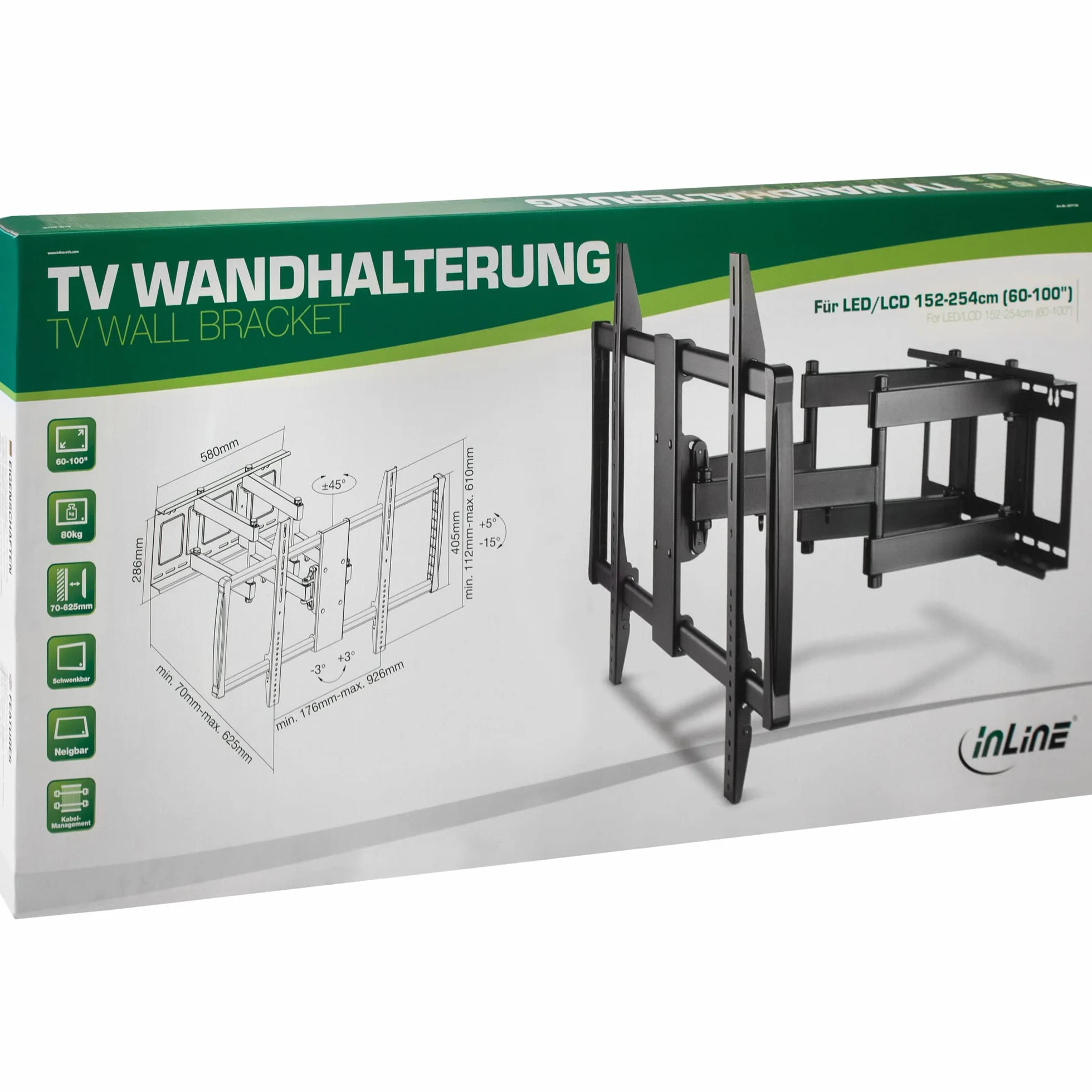 InLine 23111A uchwyt ścienny, do TFT/LCD/LED/plazma 152-254 cm (60-100"), maks. 80 kg