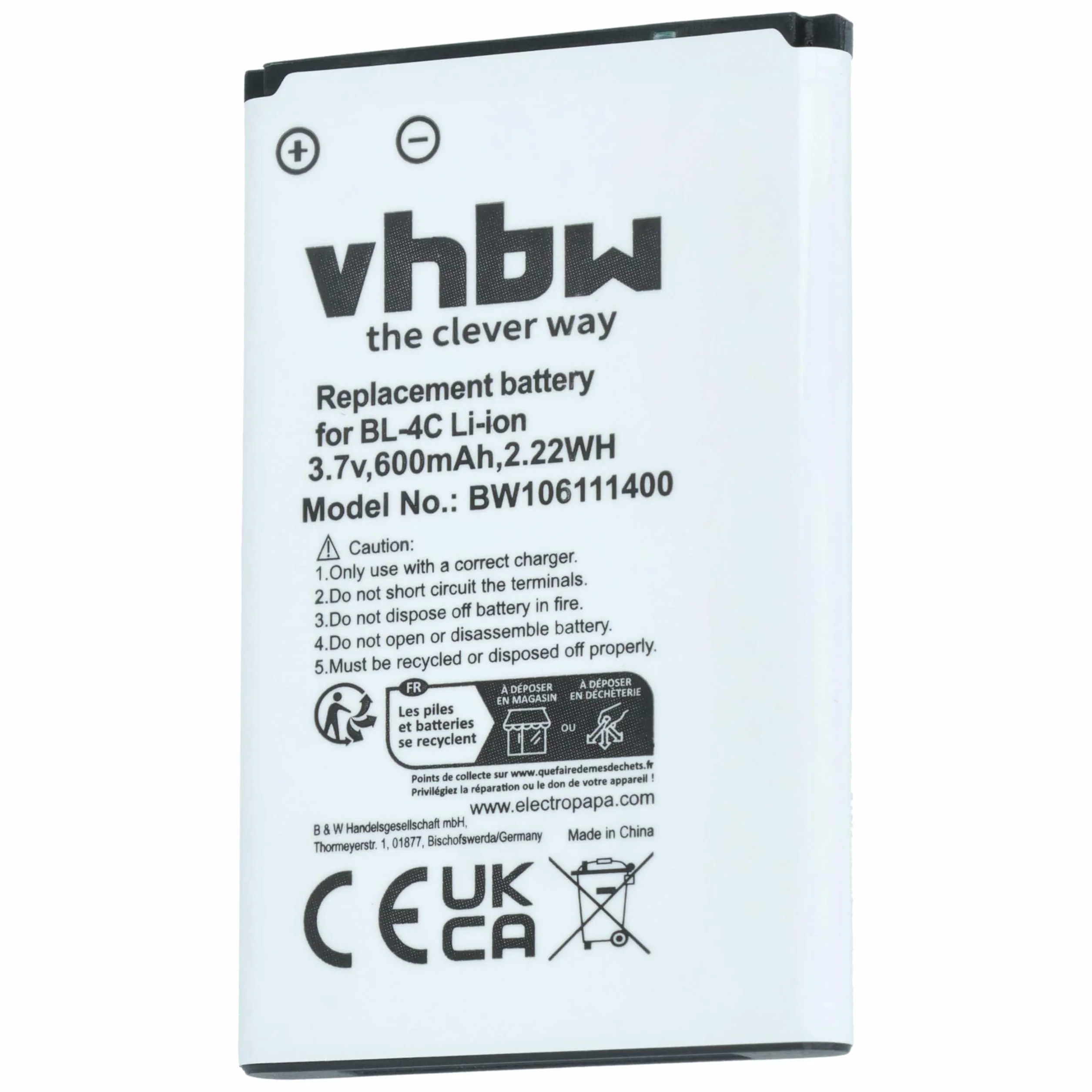 vhbw 1 x bateria kompatybilna z MaxCom MM400, MM400BB, MM422, MM428, MM428BB, MM430, MM430BB telefon komórkowy (600 mAh, 3,7 V, Li-Ion)