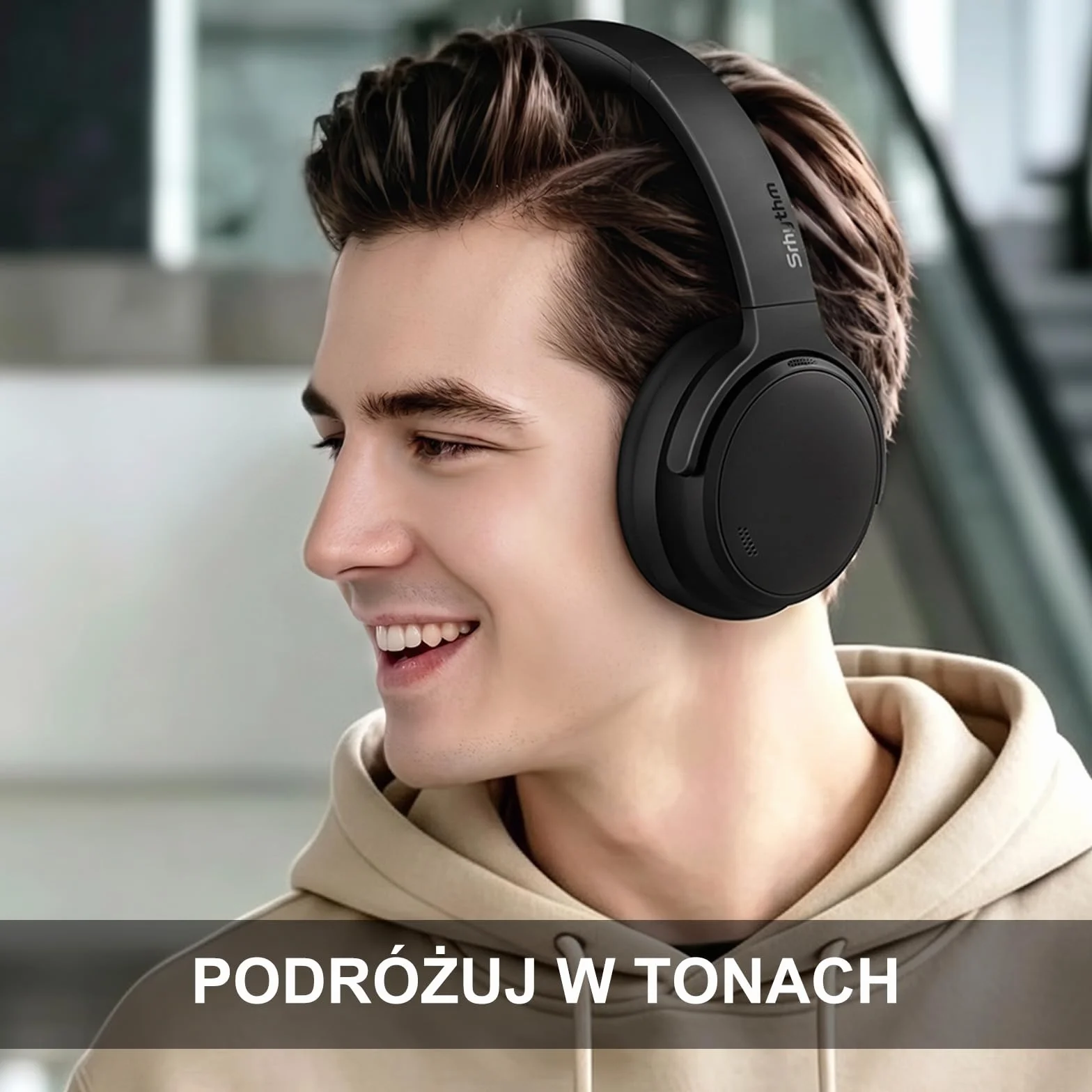 Srhythm NiceComfort 35 (2. Generacja) Hybrydowe słuchawki z redukcją szumów, bezprzewodowa technologia Bluetooth 6.0, 5 mikrofonów z funkcją ENC, przezroczystość, czas odtwarzania 140 godzin