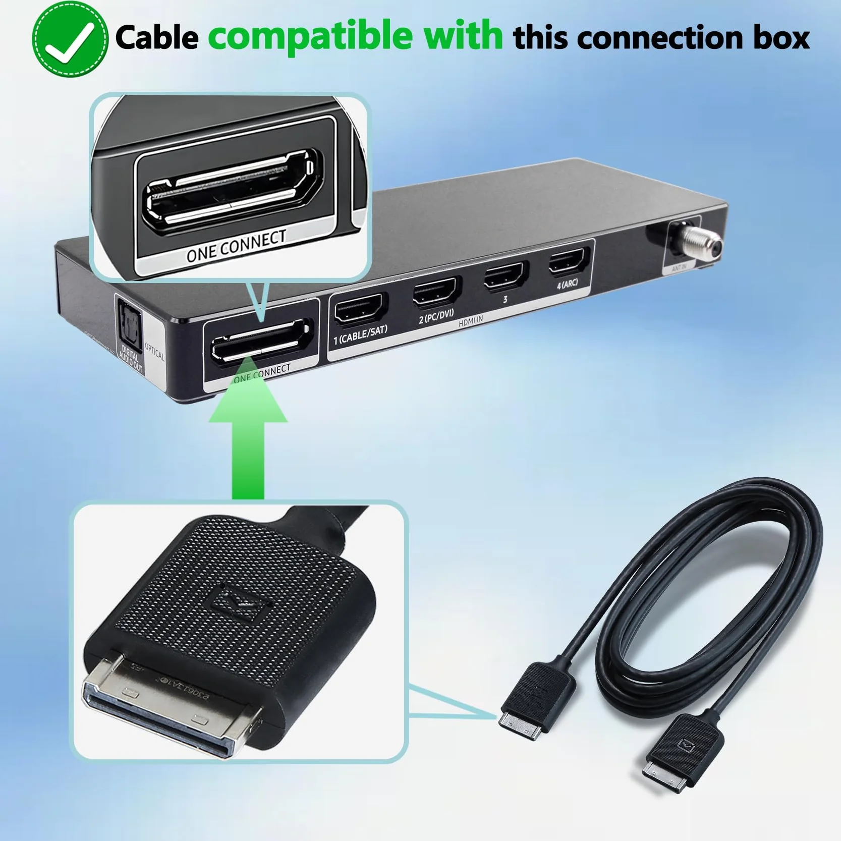 BN39-02210A kabel z jednym połączeniem kompatybilny z Samsung TV 49''-78'' KS7000 KS8000 KS9000 UN55MU7000F UN5KS8500F UN65MU8000F UN65KS8000F, 3M