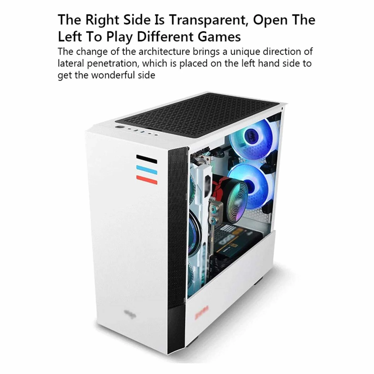 Obudowa komputera Szkło hartowane z pełnymi bokami 5 wentylatorów Obsługuje formaty ATX/M-ATX/ITX Obsługuje chłodzenie wodą Odpowiednie do biura i gier (Size : Style 2)