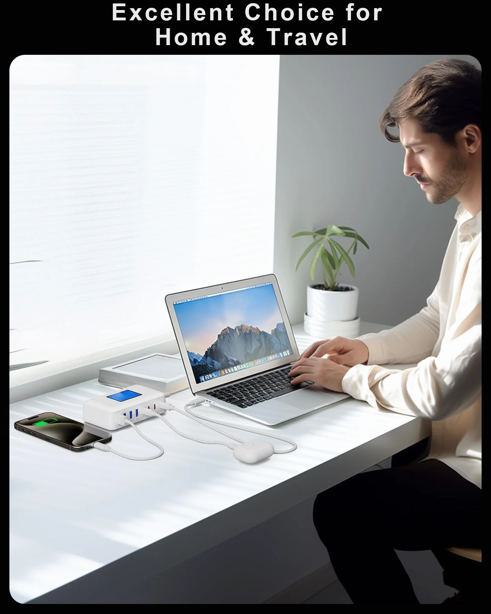 Ładowarka USB, 200 W, wielokrotna, RENGOGA 8 portów USB C, ładowarka GaN USB C, szybka ładowarka z wyświetlaczem LED, 65 W USB stacja ładująca wtyczka ładowarka adapter do MacBooka iPad Pro Air iPhone