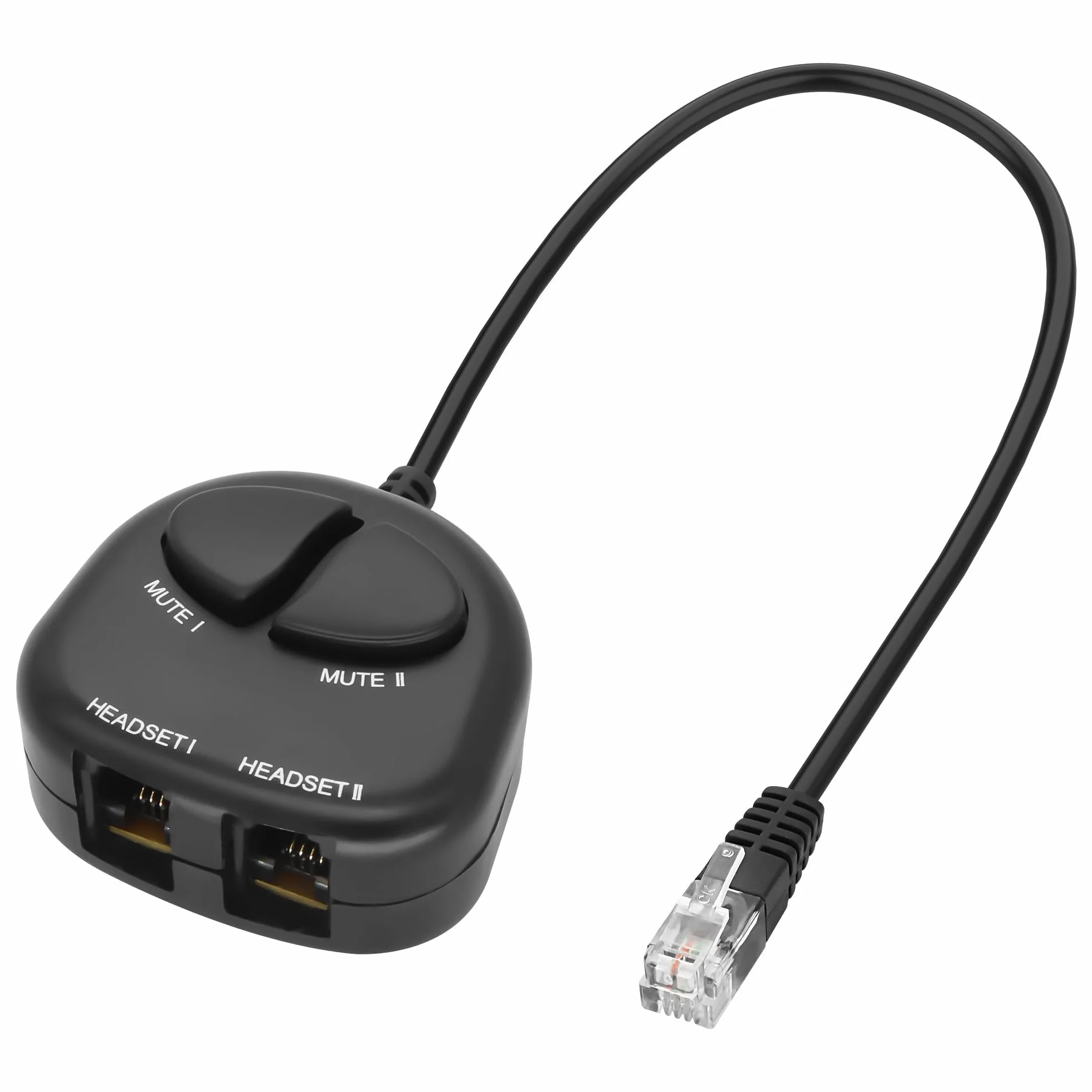 XMSJSIY Kabel adapterowy RJ9 do telefonu, kabel rozdzielający 4P4C, kabel telefoniczny Jack Y, z 2 cichymi przyciskami, do centrum telefonicznego, 30 cm (2 wyciszenia)