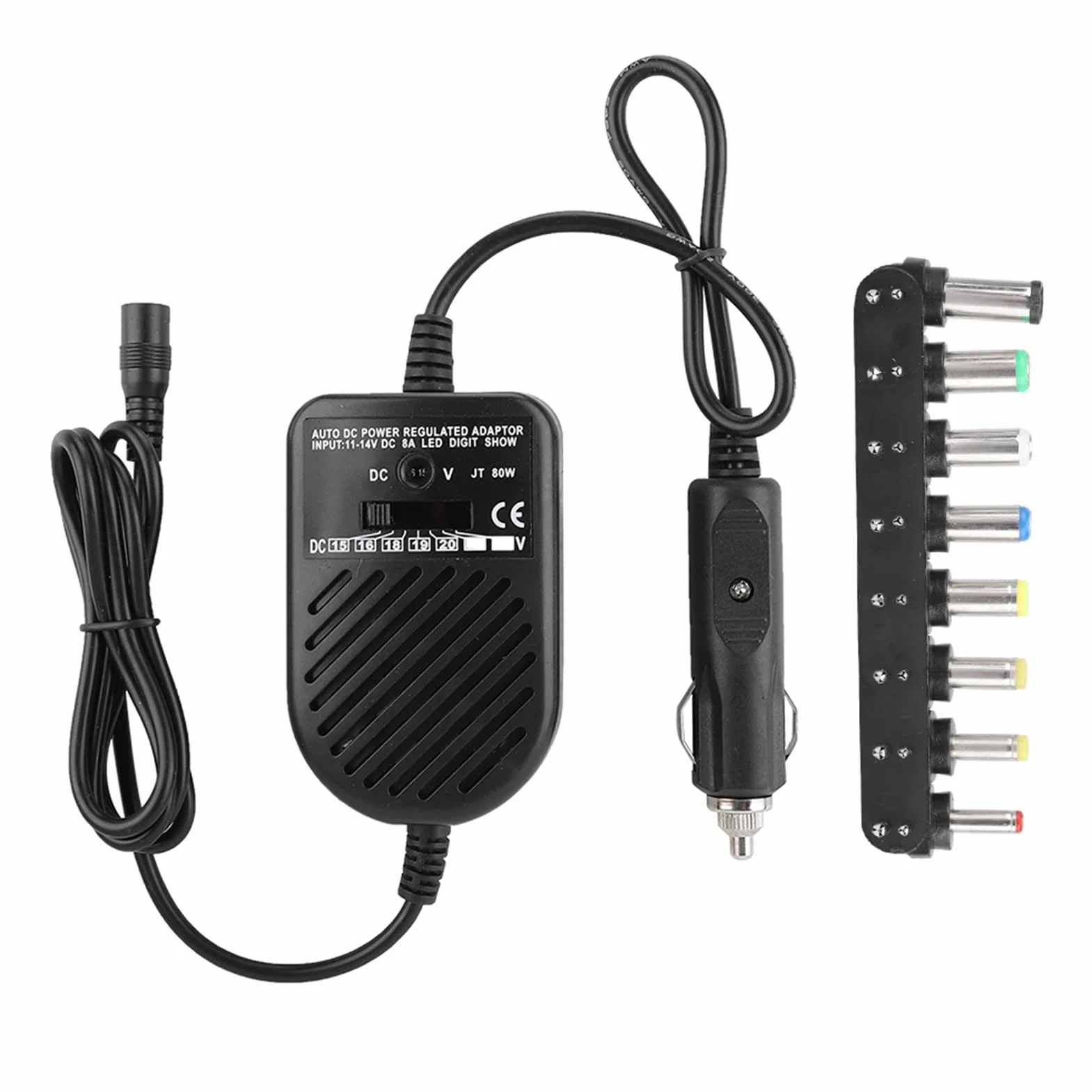 Samochodowy adapter ładowarki do laptopa, 80 W DC ładowarka samochodowa 15 V 16 V 18 V 19 V 20 V 22 V 24 V DC zasilacz do laptopa notebooka