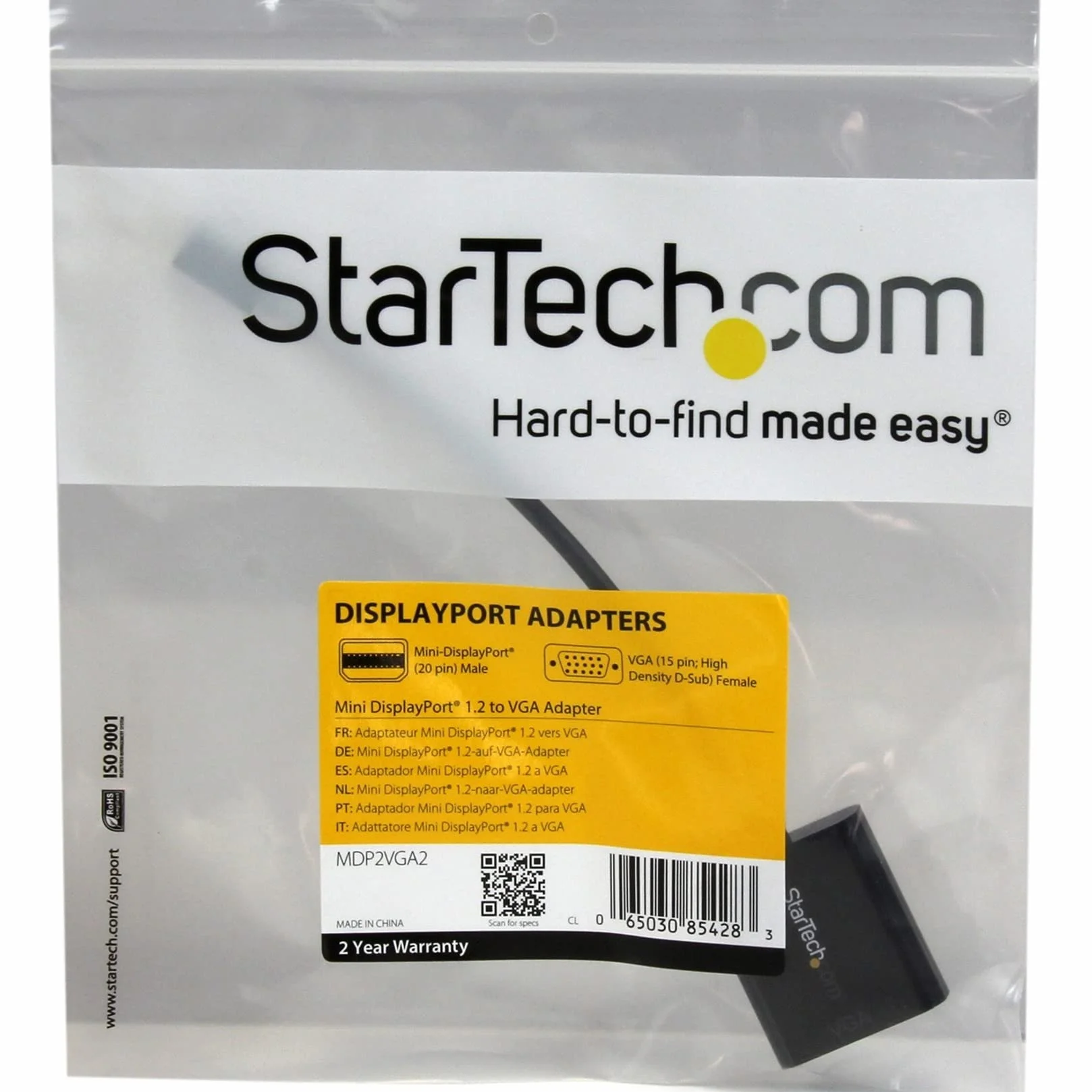 StarTech.com Adapter Mini DisplayPort na VGA - DisplayPort 1.2-1080p - adapter Thunderbolt na VGA do monitora - Mini DP do VGA (MDP2VGA2)