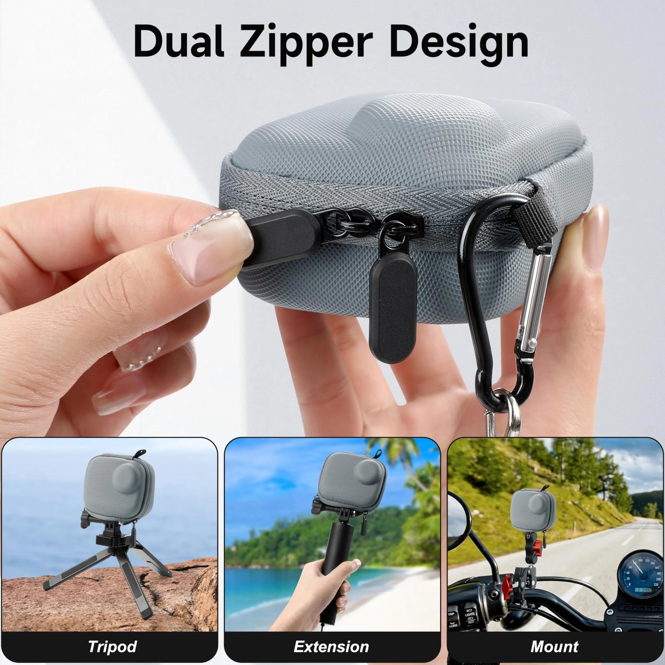 STARTRC VCR Futerał do Insta360 GO Ultra Hard Shell Lens PU Cover Protection Bag Travel Portable Cases z karabińczykiem i paskiem na nadgarstek, akcesoria do kamer akcji (flanela)