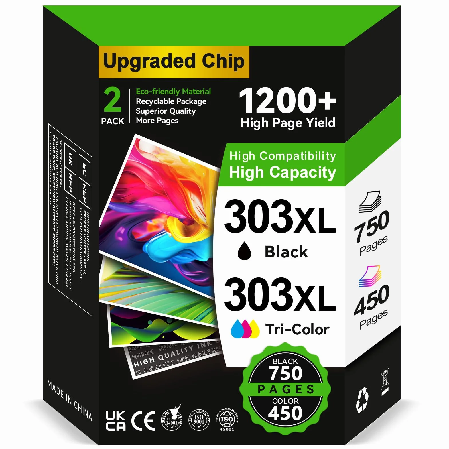 INKYEAH Wkłady 303 XL czarny i kolorowy regenerowany wkład do HP 303, tusz do drukarki Envy Photo 7134, 7830, 6232, 6230, 7130, 6220, 6234, 7100, 7155, 7800, 7834