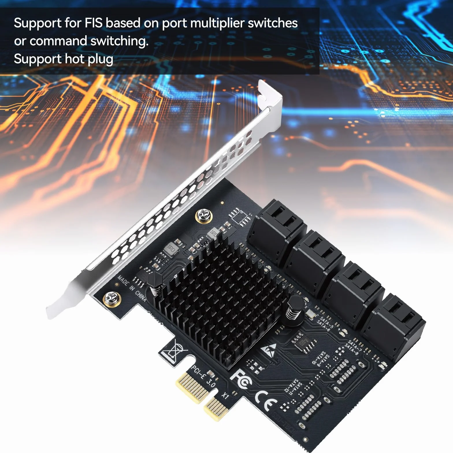 ELUTENG PCIe SATA karta 8 portów, 6 Gbps PCIe do SATA adapter SATA 3.0, karta kontrolera, PCI Express X1, karta rozszerzeń do komputera stacjonarnego, obsługa dysku SSD HDD, rozruch jako dysk