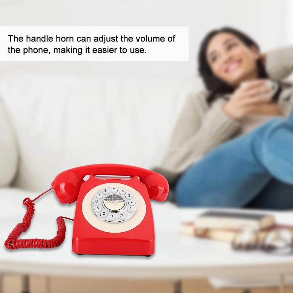 Sorandy Staromodny Telefon Stacjonarny w Stylu Vintage z Mechanicznym Miedzianym Dzwonkiem do Wystroju Wnętrz w Stylu Retro do Użytku Biurowego