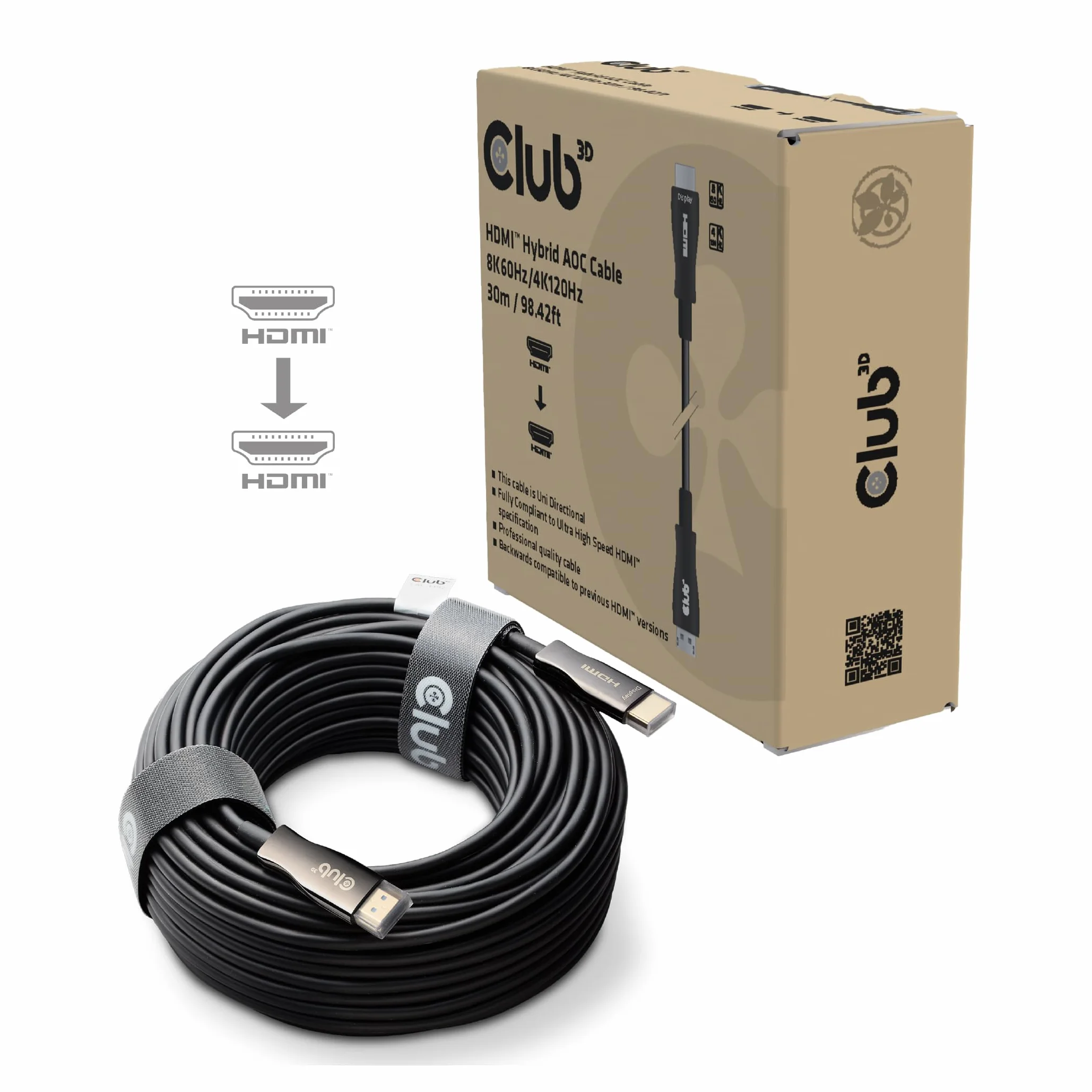 Club3D CAC-1392 HDMI™ Hybrid AOC kabel 8K60Hz/4K120Hz 30m