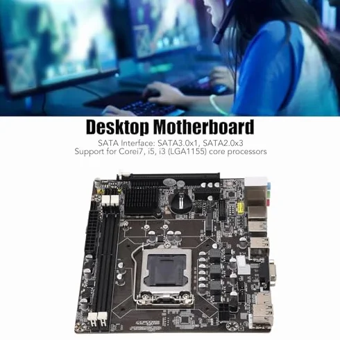 Płyta Główna do Gier DDR3, 1155 Pinów 2 DDR3 100M Mining Płyta Główna Obsługująca Procesory Corei7, I5, I3 (LGA1155), Obsługuje Cyfrowe Wyjście Wideo High Definition
