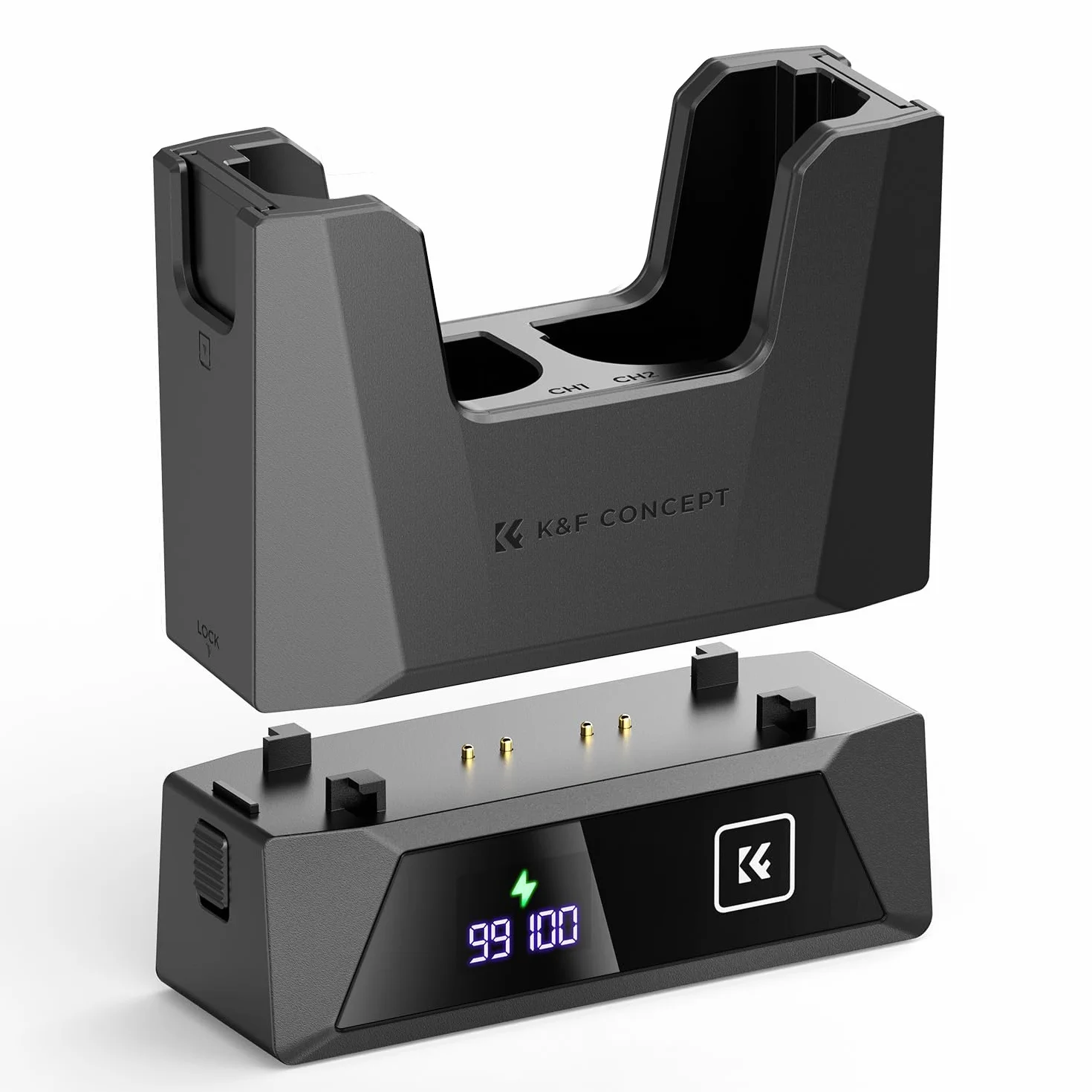 Szybka ładowarka USB-C K&F CONCEPT LP-E6NH 18 W, podwójne ładowanie, gniazdo na kartę SD, inteligentny wyświetlacz cyfrowy, kompatybilna z aparatami Canon EOS R5 R6 R7 5D 6D 7D Mark II i innymi
