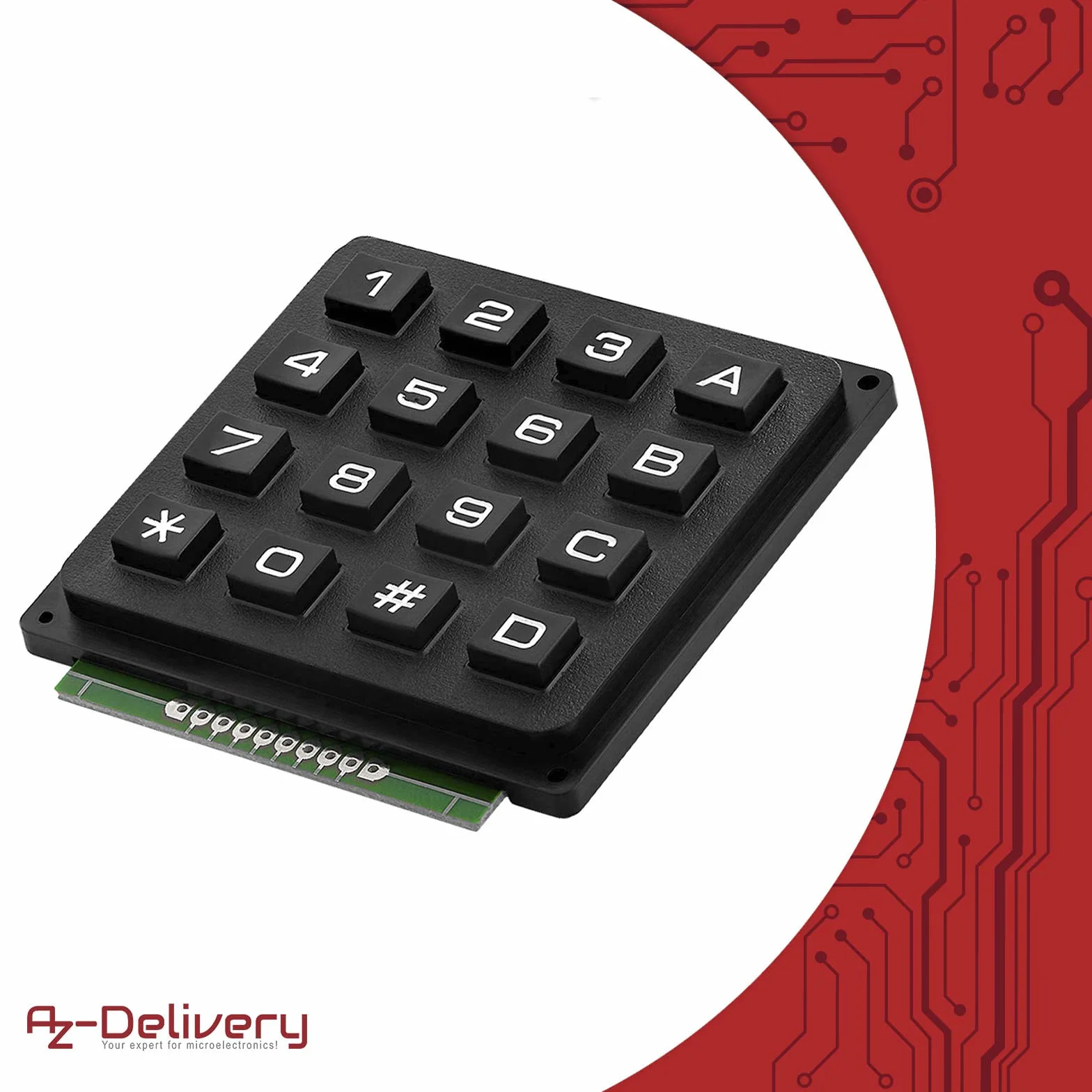 AZDelivery 4x4 Matrix Klawiatura kompatybilna z Arduino i Raspberry Pi
