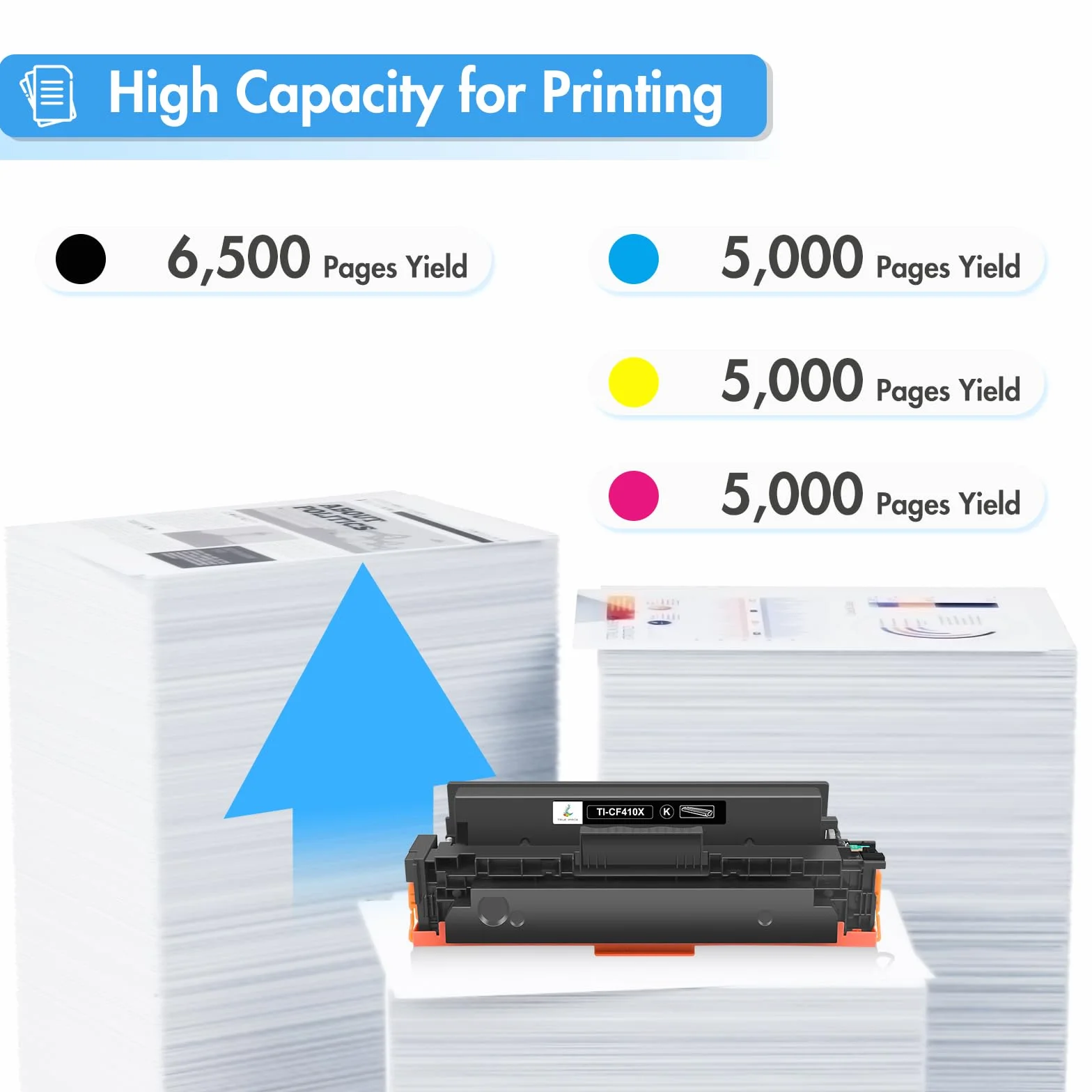 TRUE IMAGE Kompatybilny zamiennik kasety z tonerem do 410X CF410X CF411X CF412X CF413X Laserjet Pro MFP M477fdw M477fdn M377dw M452nw M452dn M477fnw M452dw (czarny, cyjan, żółty, magenta, 4-pak)