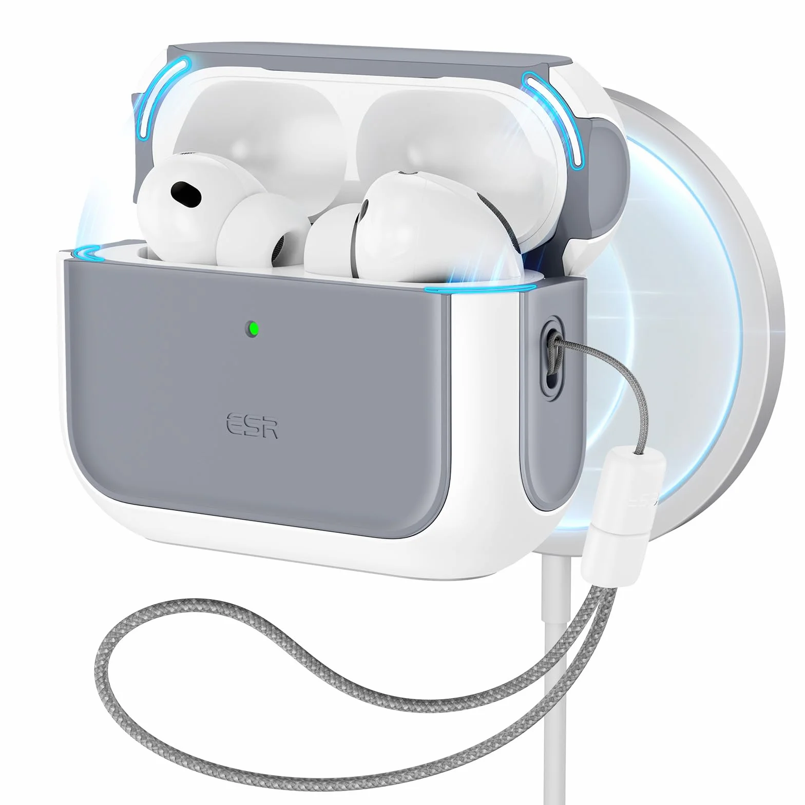 ESR Etui do AirPods Pro 3, kompatybilne z MagSafe, pełna ochrona, biały