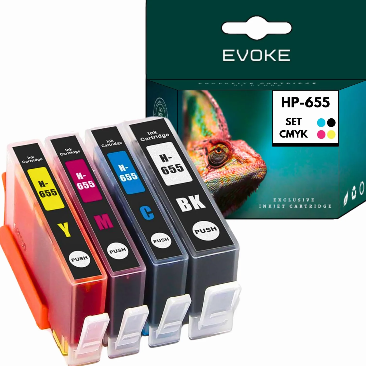 EVOKE 655 XL Zestaw tuszy kompatybilny z HP Deskjet 3525 4615 4625 5500 5520 5525 6520 6525 (Zestaw CMYK) 4770 Stron 84 ml