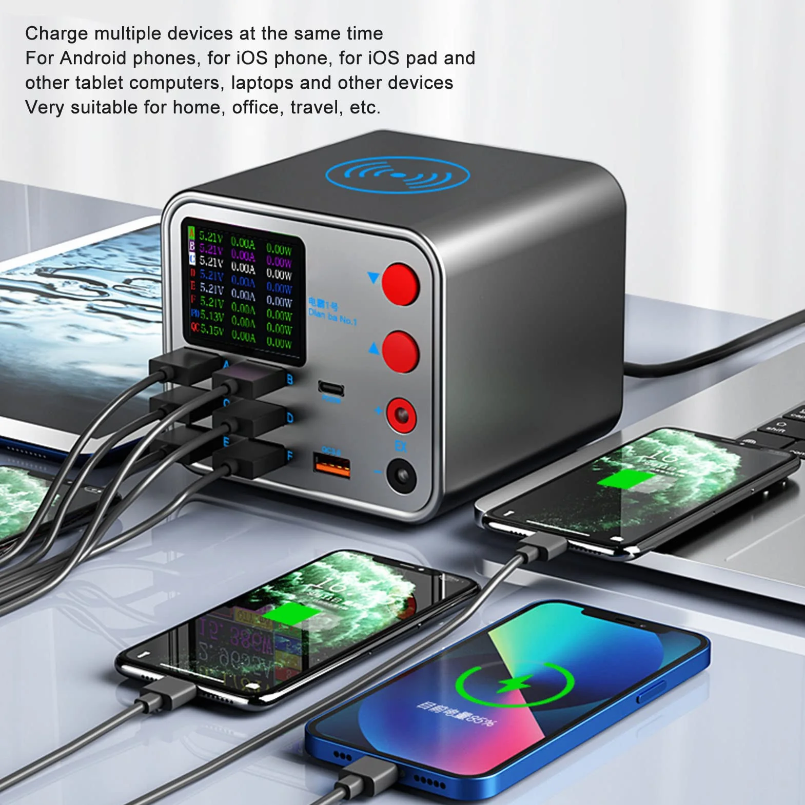 Ładowarka USB 8 Portów Stacja Ładowania Hub USB Wielofunkcyjny Zasilacz do Telefonu Tabletów Szybkie Ładowanie Bezprzewodowe Biuro Dom