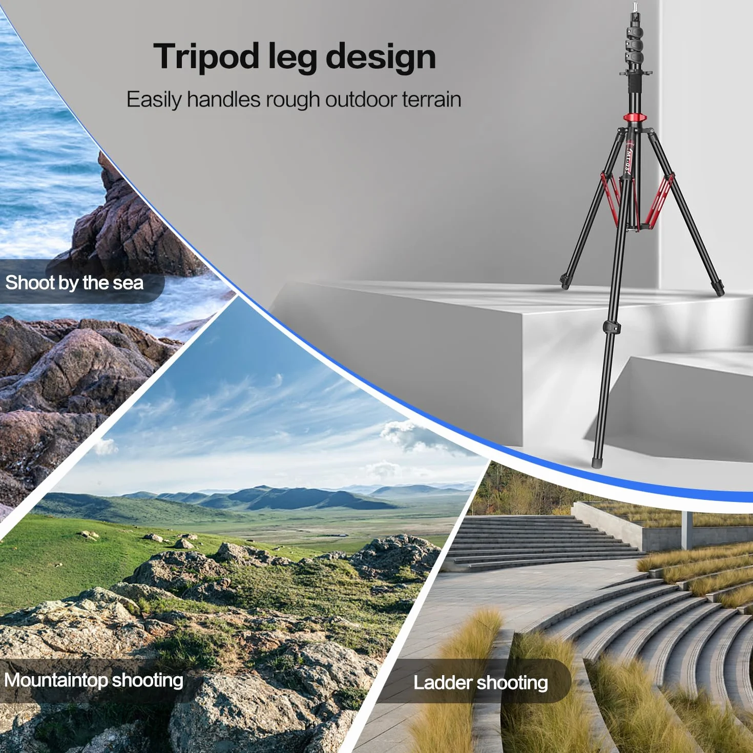 FreeSea Fotografia ze stojakiem świetlnym – 3,6 cm ponadwymiarowy stojak o dużej wytrzymałości, konstrukcja ze stopu aluminium, wysoki statyw 269 cm z klapką i sprężyną gazową, mieści softboxy/światła