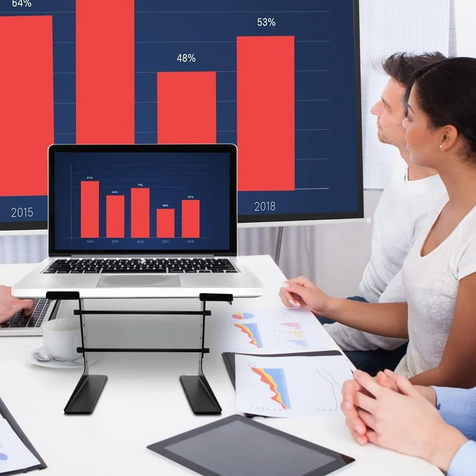 Pyle Regulowany Przenośny Stojak pod Laptop – Antypoślizgowa Platforma z Regulacją Wysokości 6,3–10,9 Cala do Monitora, Laptopa lub Stacji Roboczej, Ergonomiczna Regulacja Wysokości do DJ