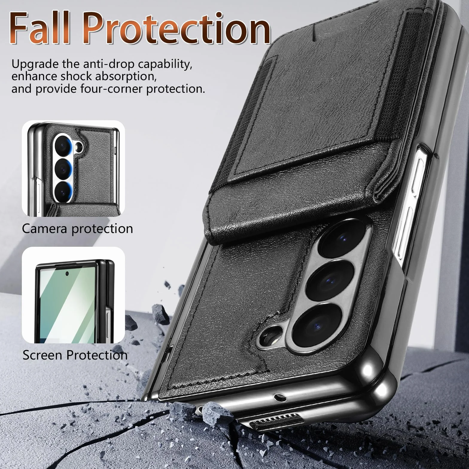 Etui na karty magnetyczne 2 w 1 do Galaxy Z Fold 3, etui na telefon, szkło hartowane, folia na ekran zewnętrzny, zawias, osłona odporna na wstrząsy (do Galaxy Z Fold 3/niebieski)