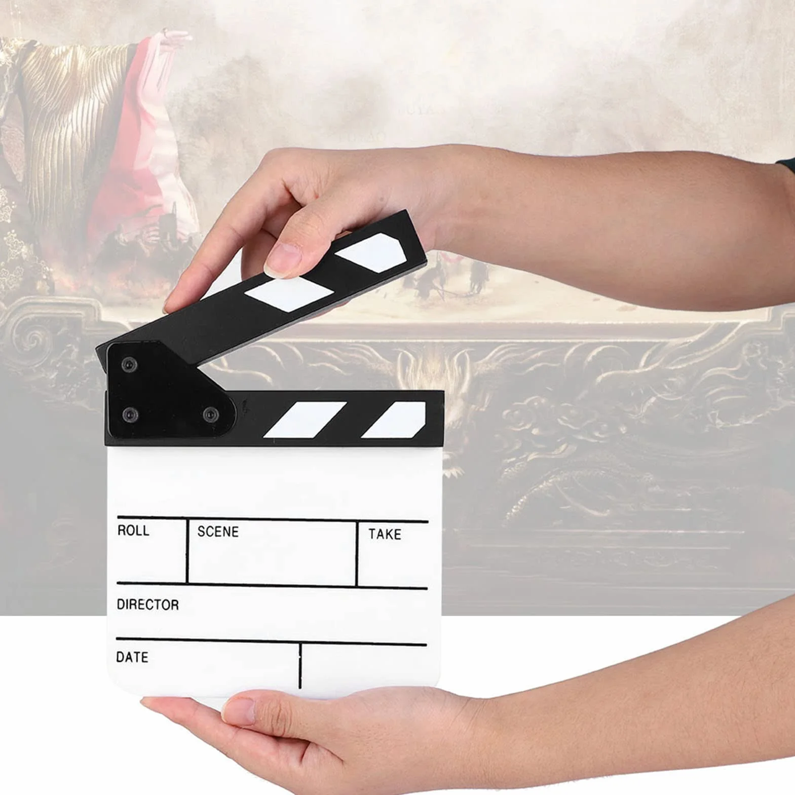 Clapperboard Mini wysokiej jakości 3mm gruba akrylowa tablica memo, scena reżyserska Clapperboard Movie Action Board For Director Movie Video Rekwizyty Dekoracje rodzinne Seriale telewizyjne (czarno-białe)