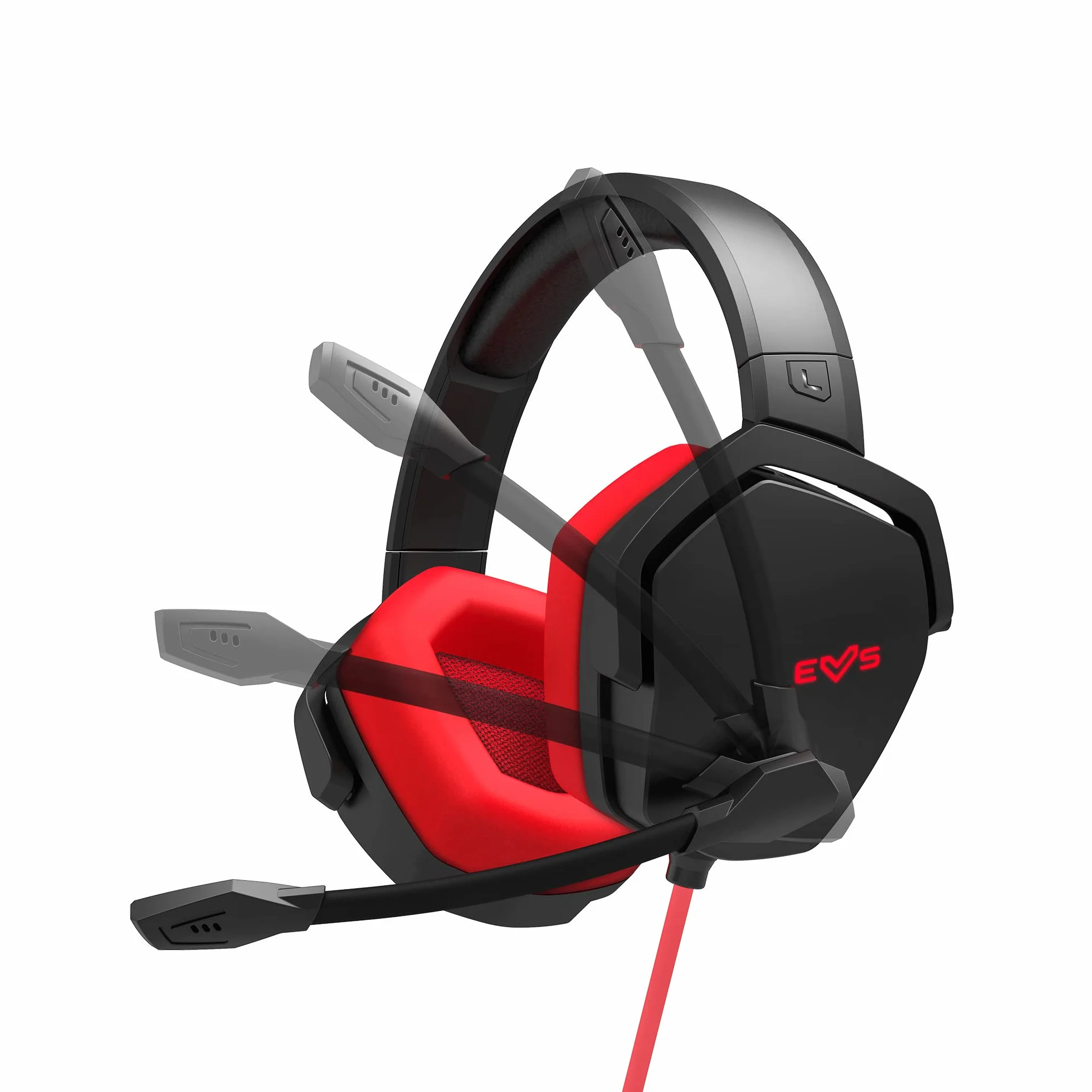 Energy Sistem ES Gaming Headset ESG 4 Surround 7.1 Red Zestaw słuchawkowy Gamer Kaski na PC z wkładkami LED (LED, dźwięk przestrzenny 7.1, Skórzane wkładki douszne)- Czerwony