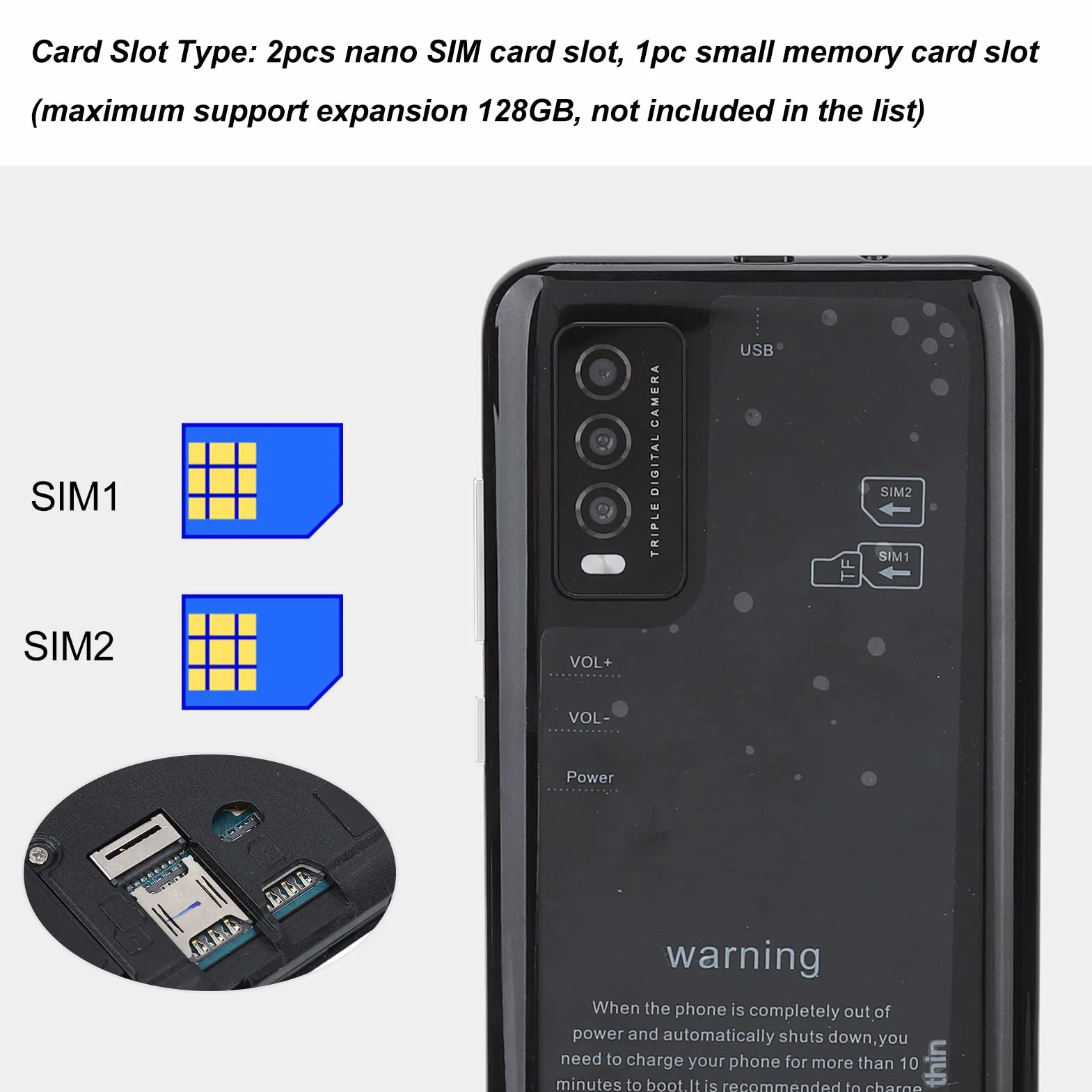 Y30S Odblokowany Telefon Komórkowy z Systemem Android, Smartfon z Dwiema Kartami SIM, Pełny Ekran 5.0 HD, Smukły Telefon Komórkowy dla Systemu Android 6,2 GB RAM, 32 GB ROM(Czarny)