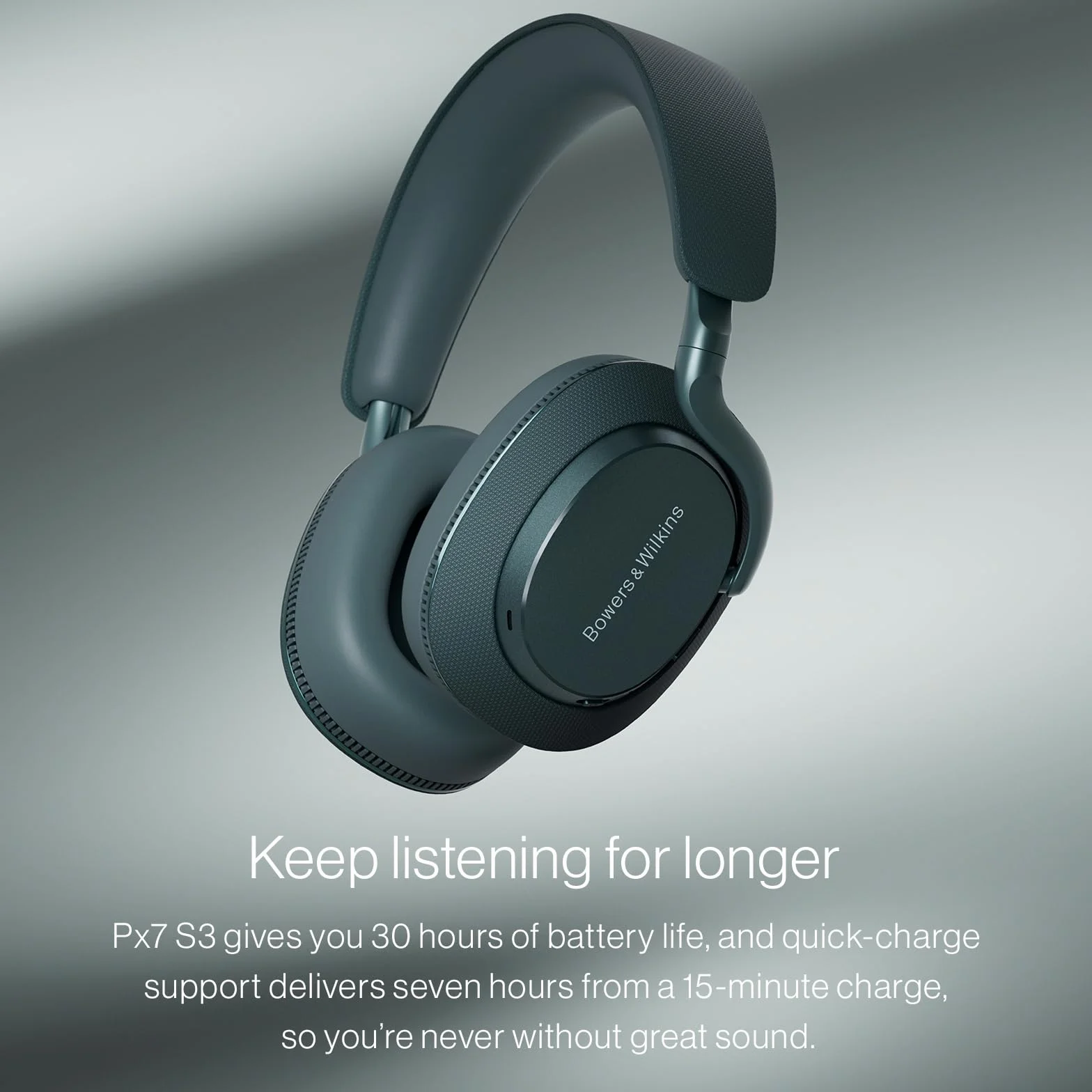 Bowers & Wilkins Słuchawki nauszne Px7 S3 z redukcją szumów, bezprzewodowe, aptX™ Lossless, szybkie ładowanie, 30 godzin odtwarzania, 8 wbudowanych mikrofonów - niebieski (Frostblau)