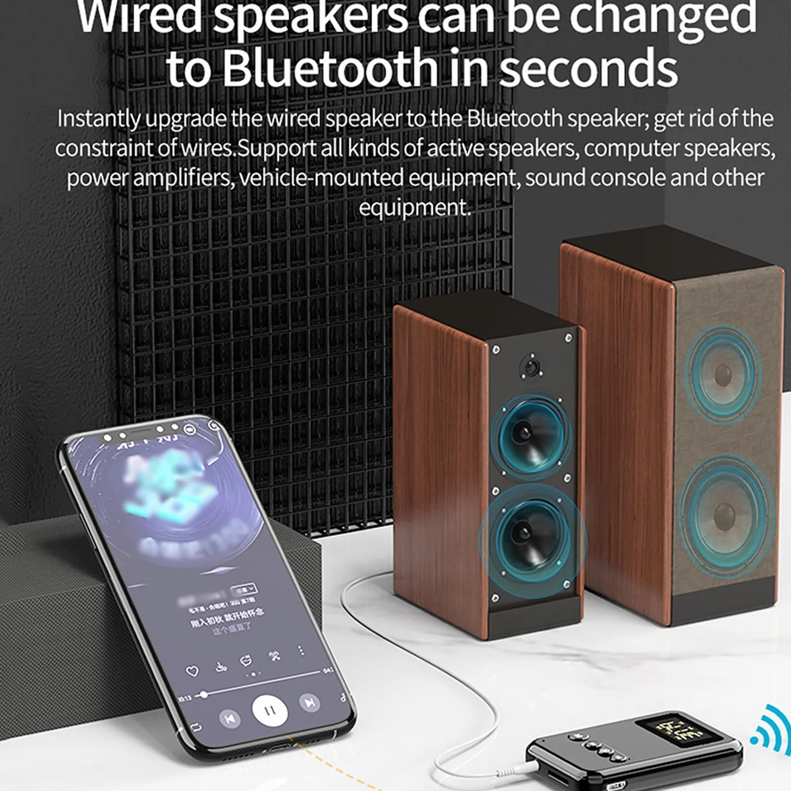 Nadajnik-odbiornik Bluetooth 5.0, Przenośny Bezprzewodowy Adapter Nadawczo-odbiorczy, Obsługa Odtwarzania Kart TF/transmisja FM (87,5~108 HMZ FM), Do Głośników Słuchawki Samochodowe
