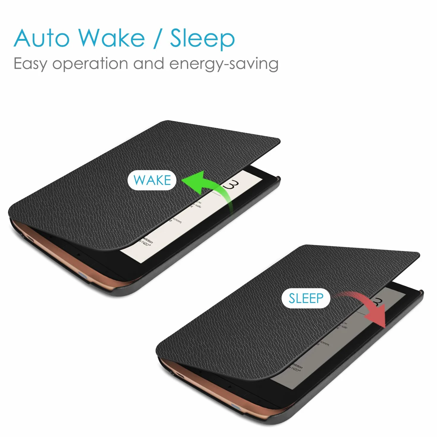 Fintie Etui Slimshell do Pocketbook Touch HD 3 / Touch Lux 4 / Basic Lux 2 E-Reader - Wysokiej jakości lekkie etui ze skóry PU z funkcją automatycznego uśpienia/uśpienia, czarne