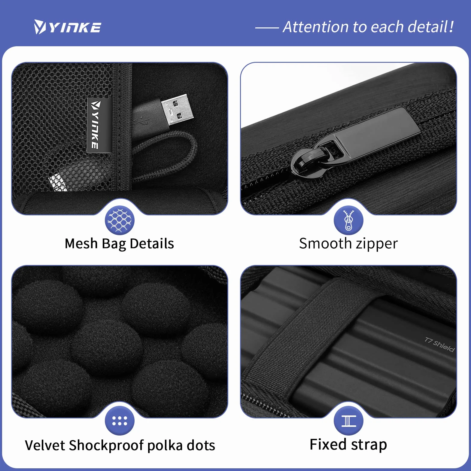 Pokrowiec na dysk twardy Samsung T7 Shield/T9/T7/T7 Touch Portable SSD, odporny na uderzenia