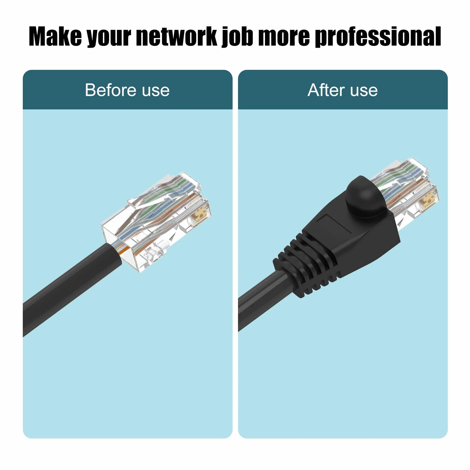 VCELINK 50 sztuk ochrona przed zagięciem do wtyczki RJ45 wtyczka zaciskowa Cat6 Cat5e Cat5