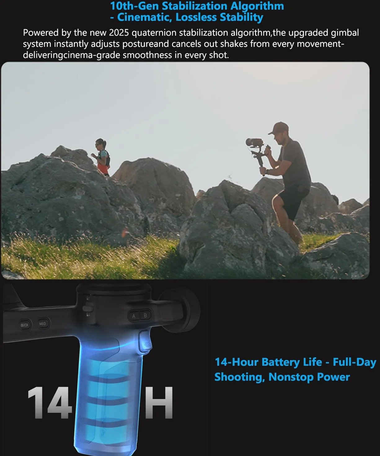 FeiyuTech SCORP 3 KIT Stabilizator kardanowy dla kamery, wbudowany śledzenie AI, stabilizator bezlusterkowca DSLR dla Sony/Canon/Nikon/Fujifilm, maks. 3.5KG/7.72lbs, ekran dotykowy, natywne pionowe