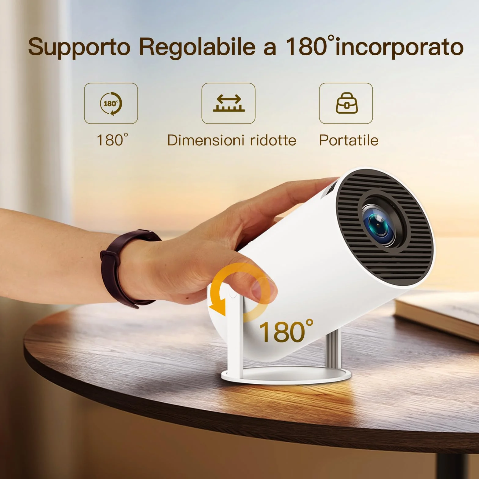 【Automatyczna Korekcja Trapezu】Inteligentny projektor HY300 Pro z Wi-Fi 6 i Bluetooth 5.4, 1080P i wsparcie 4K, Android 14, wbud. aplikacje, przen. mini projektor kompatybilny z HDMI/iOS/Android/USB
