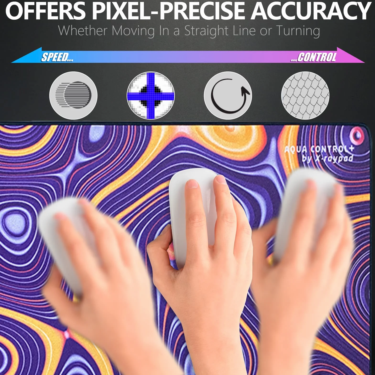 Podkładka pod mysz do gier X-Raypad Aqua Control Plus ROB AC+, ultrawysoka precyzja z doskonałą szybkością i możliwością sterowania, zaprojektowana dla graczy Fps o niskich wymaganiach DPI