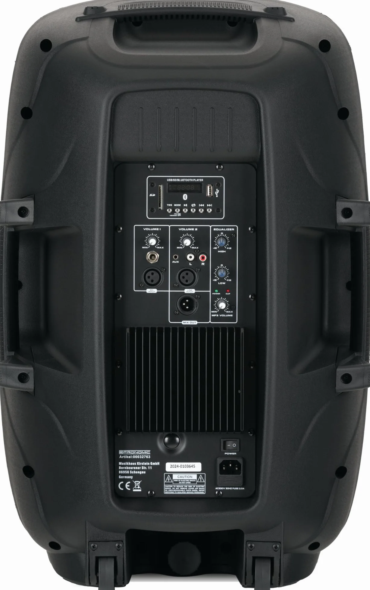 Pronomic PH15A DJ aktywne głośniki mobilne MP3 Bluetooth 700 W (na zewnątrz, głośnik niskotonowy 15", przetwornik wysokotonowy 34 mm, kołnierz wysokiego stojaka, lekko obracające się kółka, obudowa