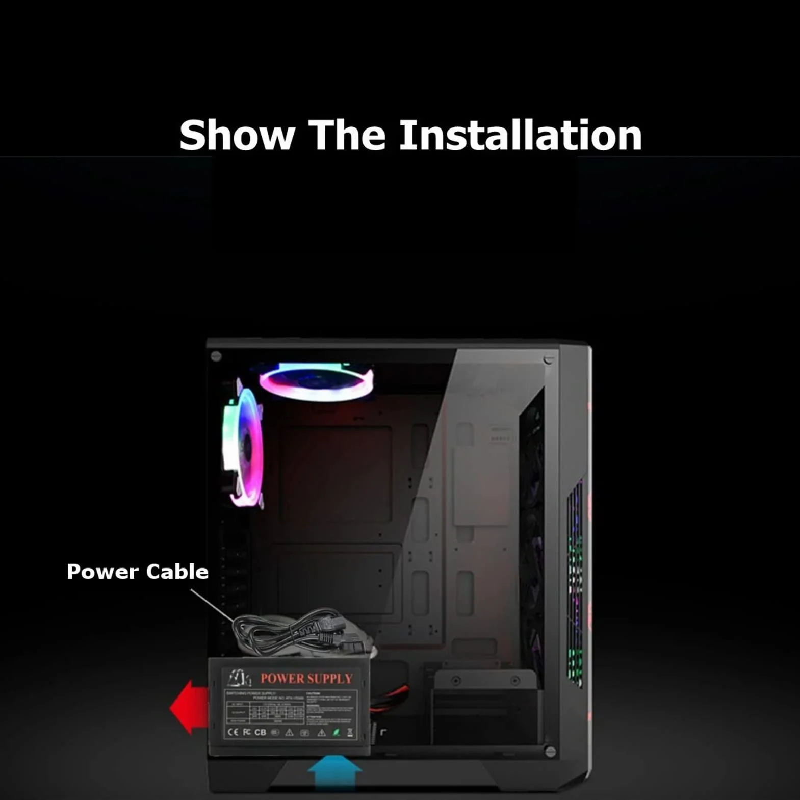 PURYN Zasilacz 1000 W 120 mm wentylator LED 24-pinowy PCI SATA ATX 12 V zasilacz komputerowy do obudowy komputera PC