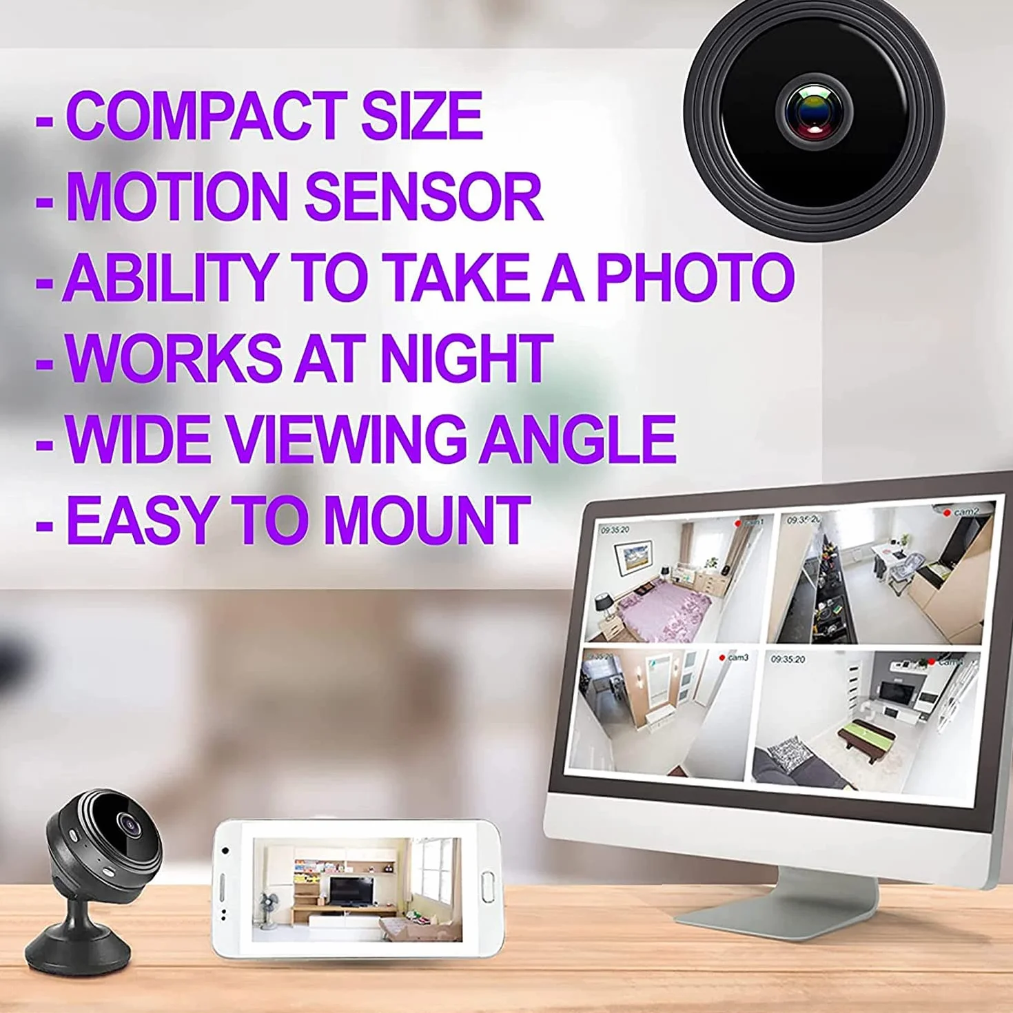 Mini kamery szpiegowskie ukryta bezprzewodowa kamera 1080P HD z wykrywaniem ruchu noktowizyjnego, kamera WiFi, bezpieczeństwo domowe, niania, kamera do monitoringu wewnątrz i na zewnątrz