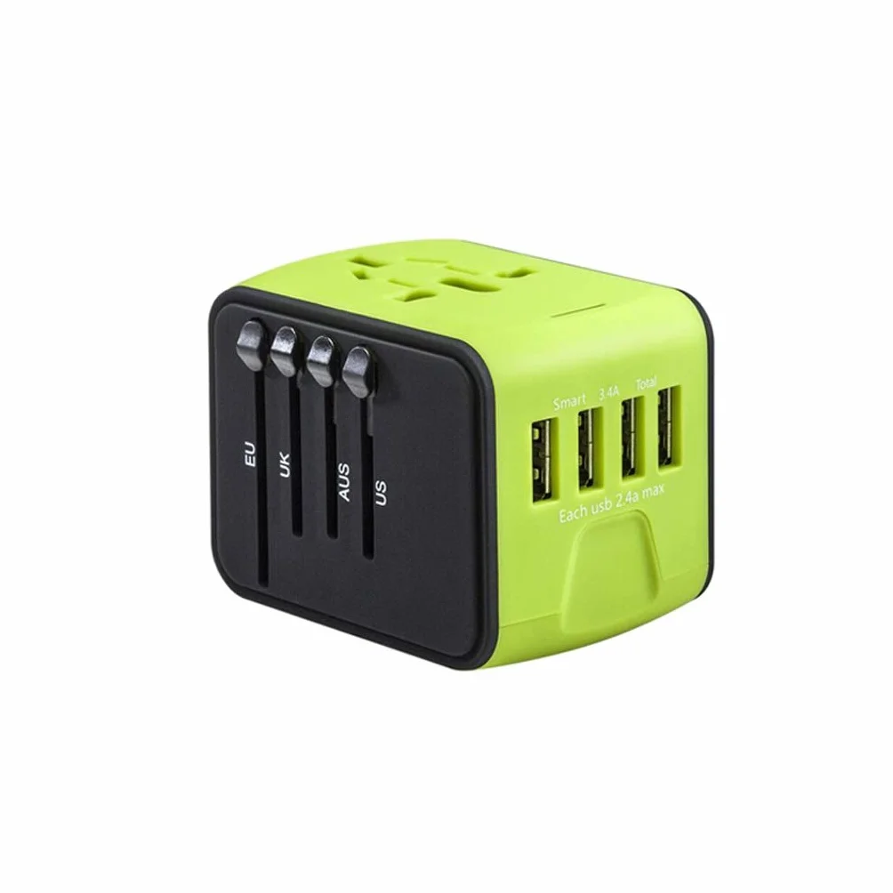 Przenośny Travel International Carging Conversion Soiceniversal Adapter podróży, Universal Plug Socket Power Converter (Color : C, Rozmiar : 4usb (5.5 * 6.5 * 5cm))