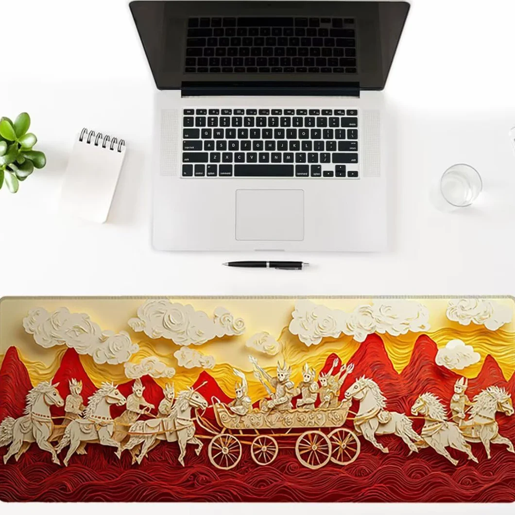 Gamingowa podkładka pod mysz XXL, 1600 x 800 x 3 mm, retro, antypoślizgowa, XXL, czerwona, duża, podkładka na biurko, nadaje się do prania, antypoślizgowa gumowa podstawa, podkładka pod mysz i