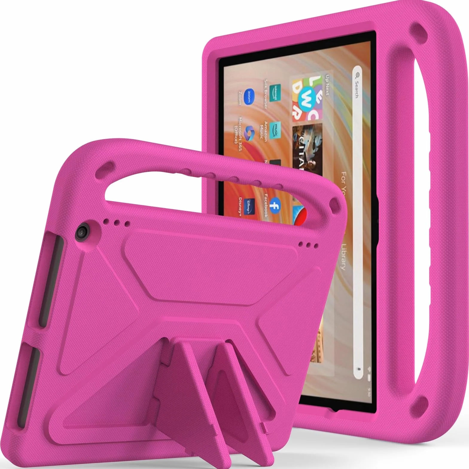 Pokrowiec na tablet Kompatybilny z Kindle Fire HD10 2023, amortyzujący wstrząsy, z uchwytem, ​​EVA, uchwytem, ​​solidne etui na tablet dla dzieci, lekkie(Rose Red)