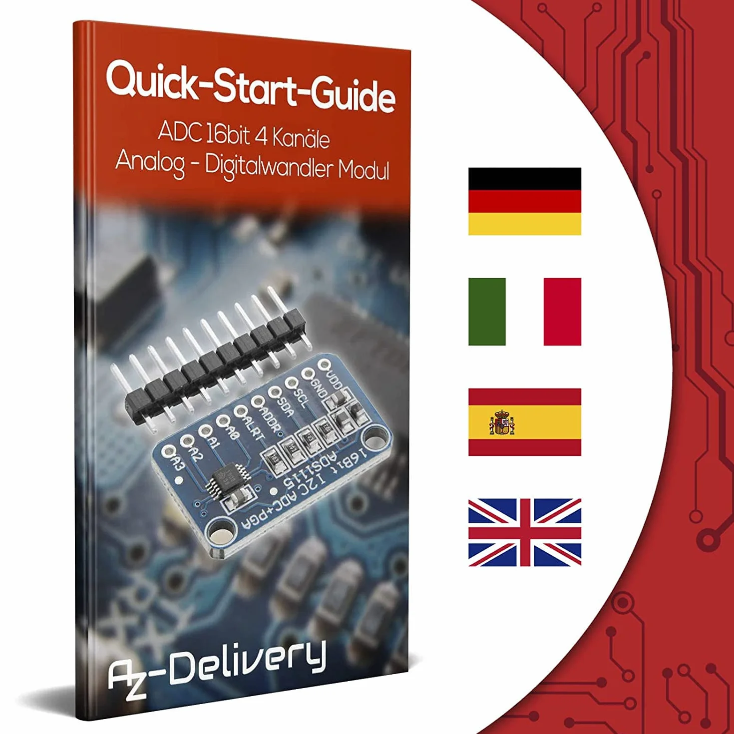 AZDelivery 3 x Compatible with ADS1115 ADC moduł 16bit 4 kanały kompatybilne z Arduino i Raspberry Pi z e-Book!