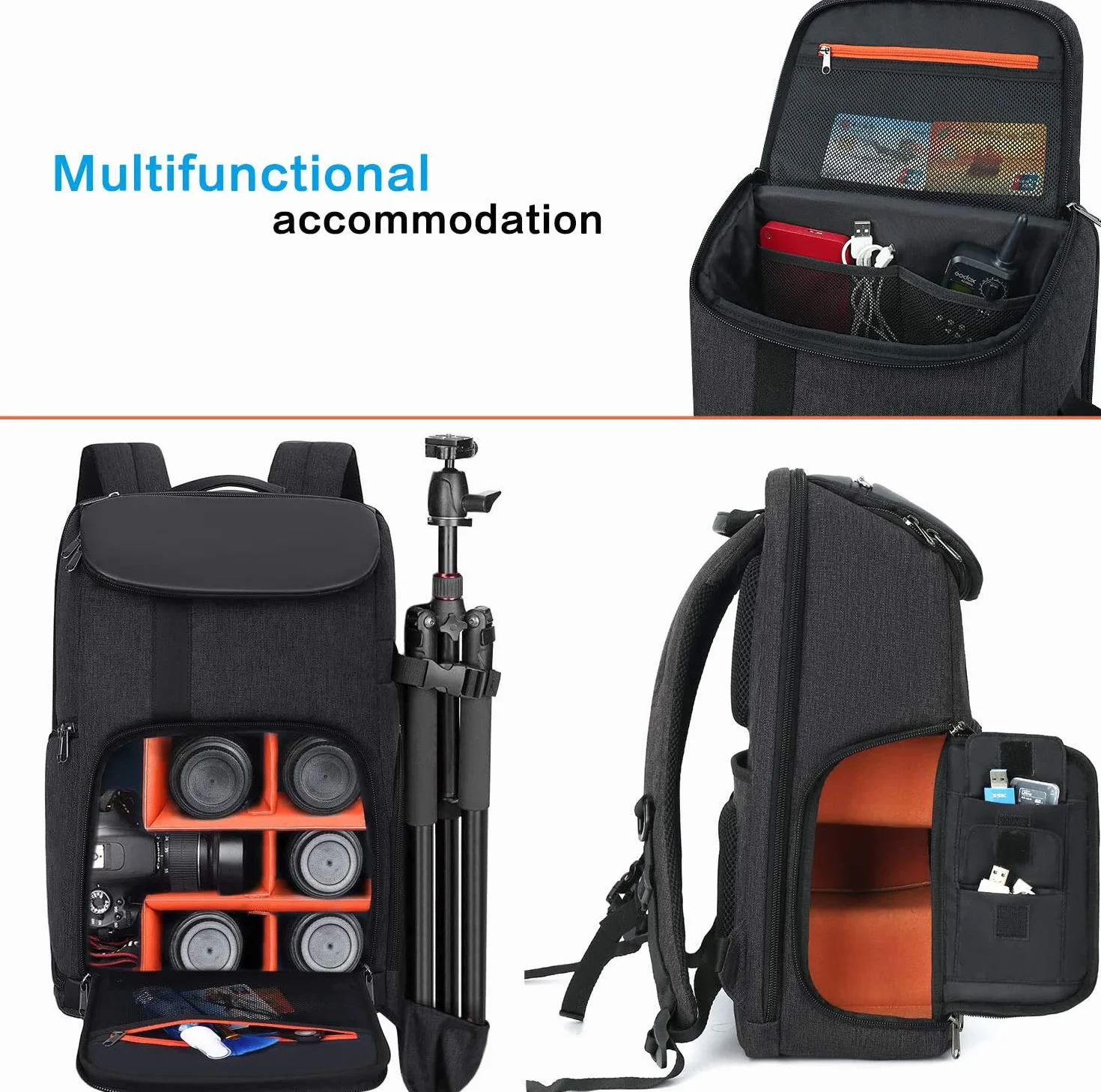 MOSISO Plecak na aparat 43.9 cm, DSLR/SLR/Mirrorless Case Duża męska / damska torba na aparat fotograficzny z kieszenią na laptopa i uchwytem na statyw i osłoną przeciwdeszczową kompatybilna z