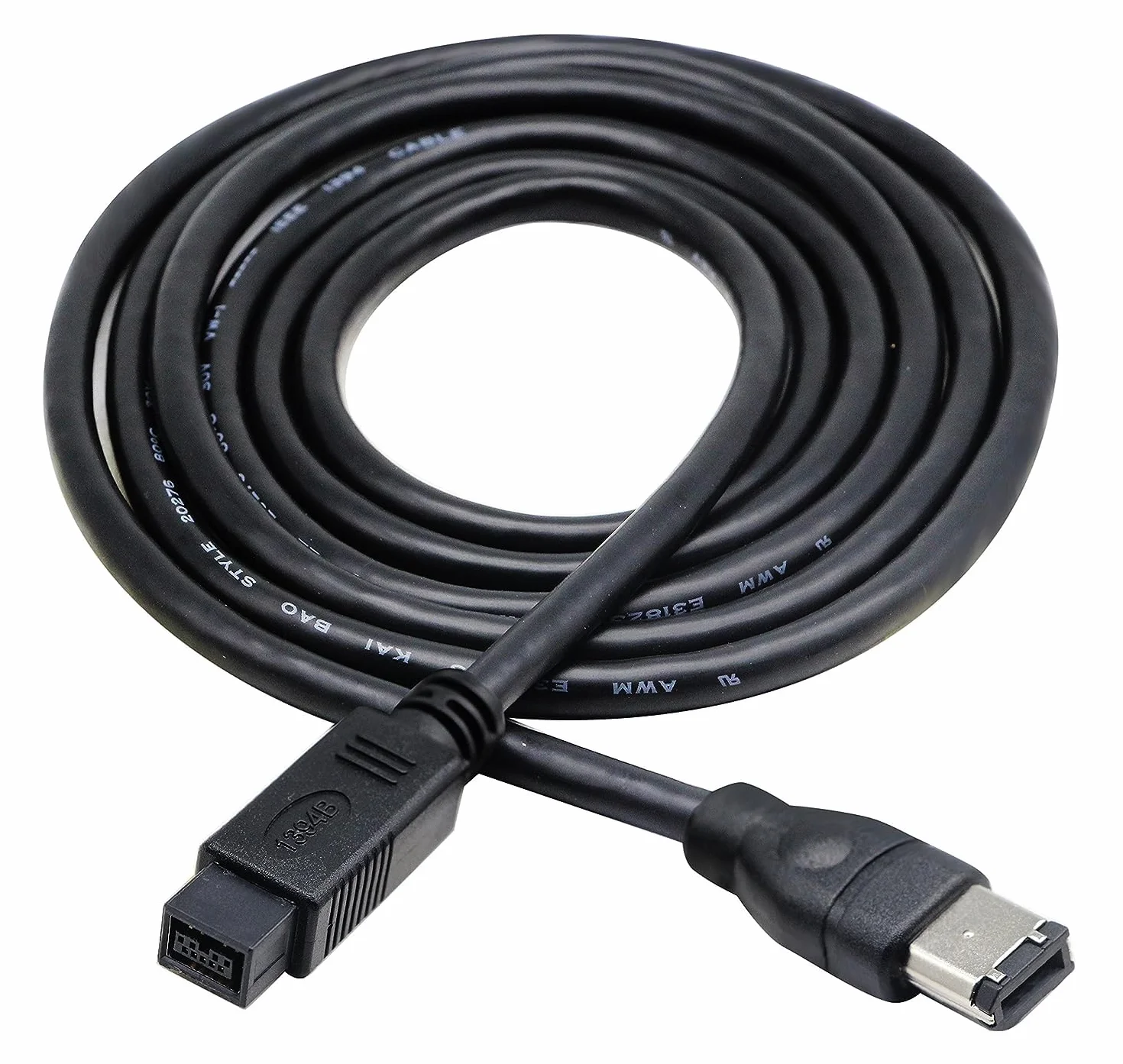 przezroczysta IEEE 1394 FireWire 800 na FireWire 400 kabel, 9-biegunowy/6-pinowy wtyczka/wtyczka (czarna)
